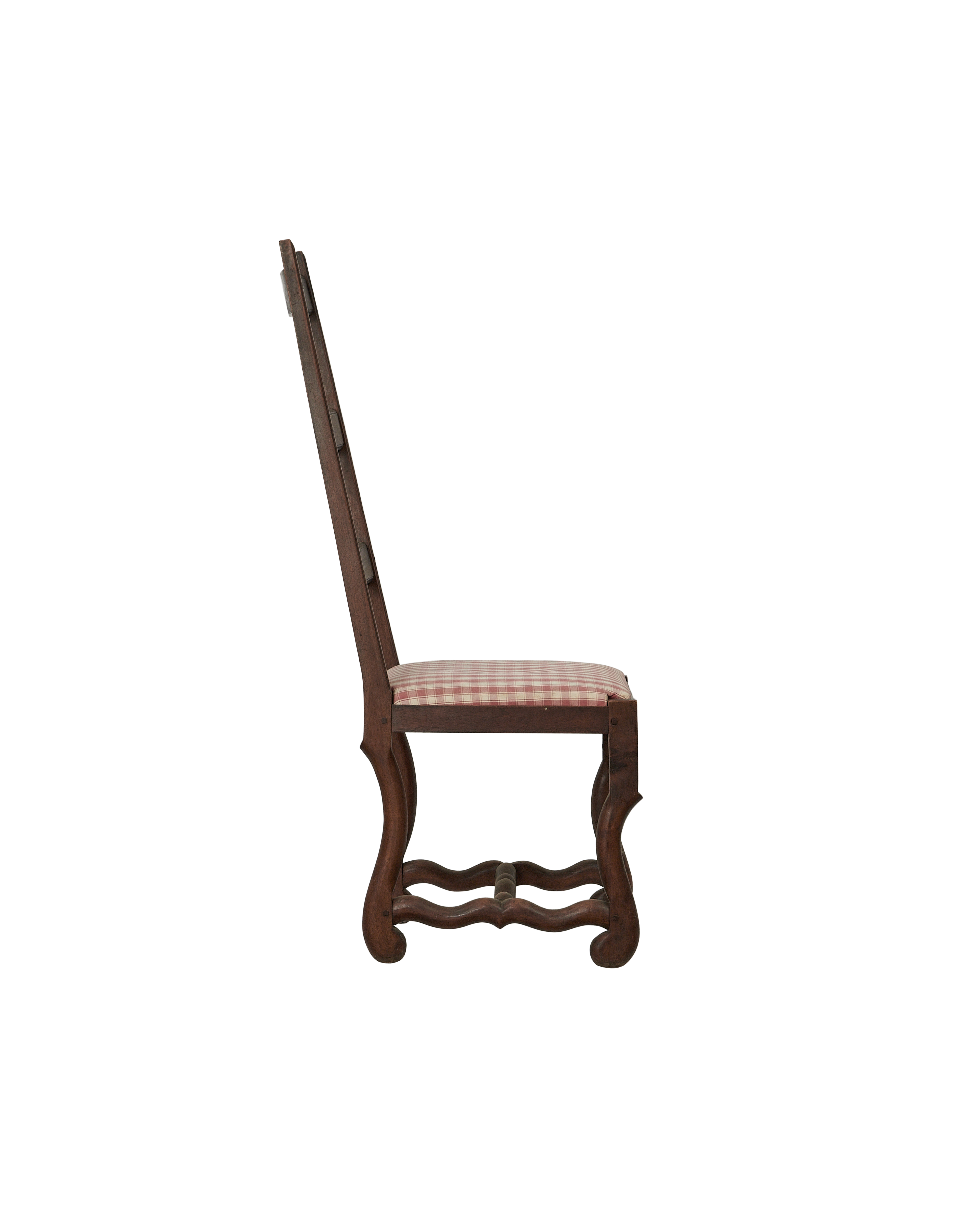 Vintage Mutton Foot Chairs - Red Check from Denmark made of Upholstery
