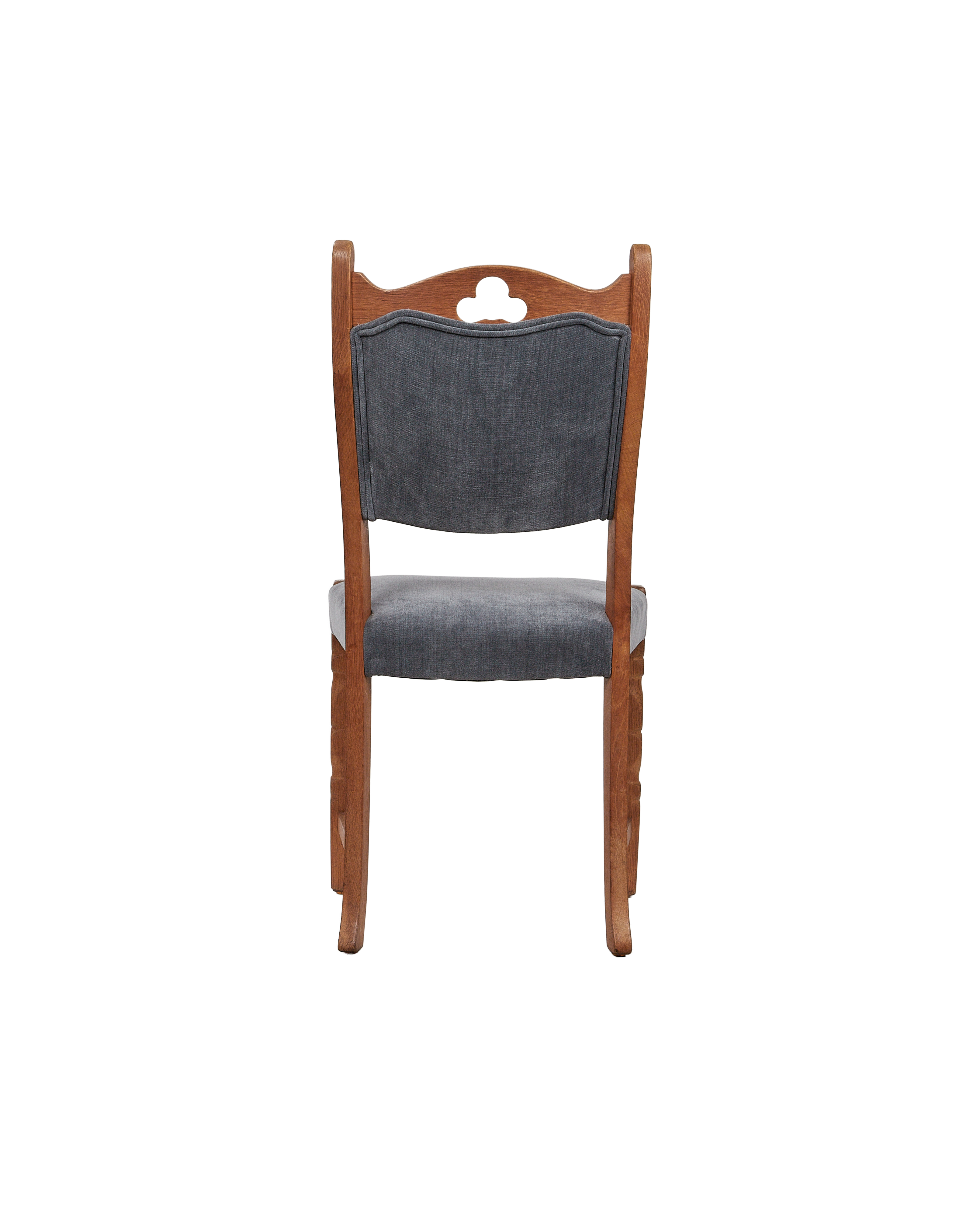 Vintage Henning Style Chair - Cut Clover Dusty Blue from Denmark made of Upholstery