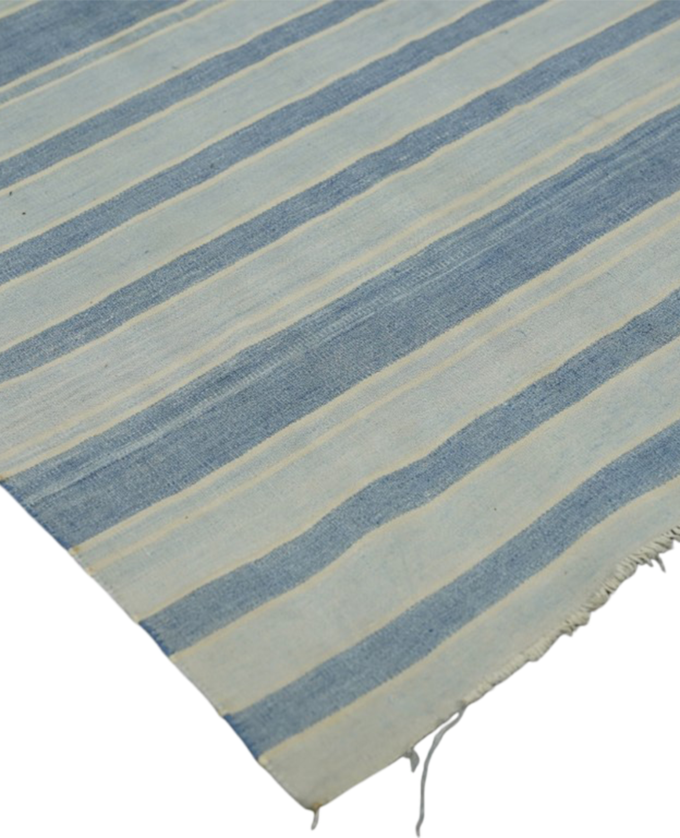 Dhurrie Rug - Blue and Gray Stripes