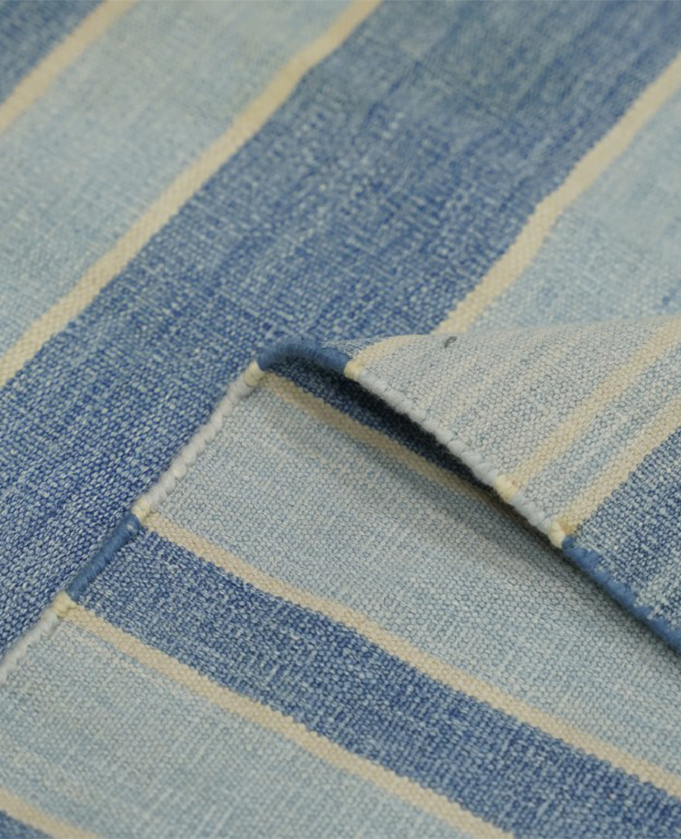 Dhurrie Rug - Blue and Gray Stripes
