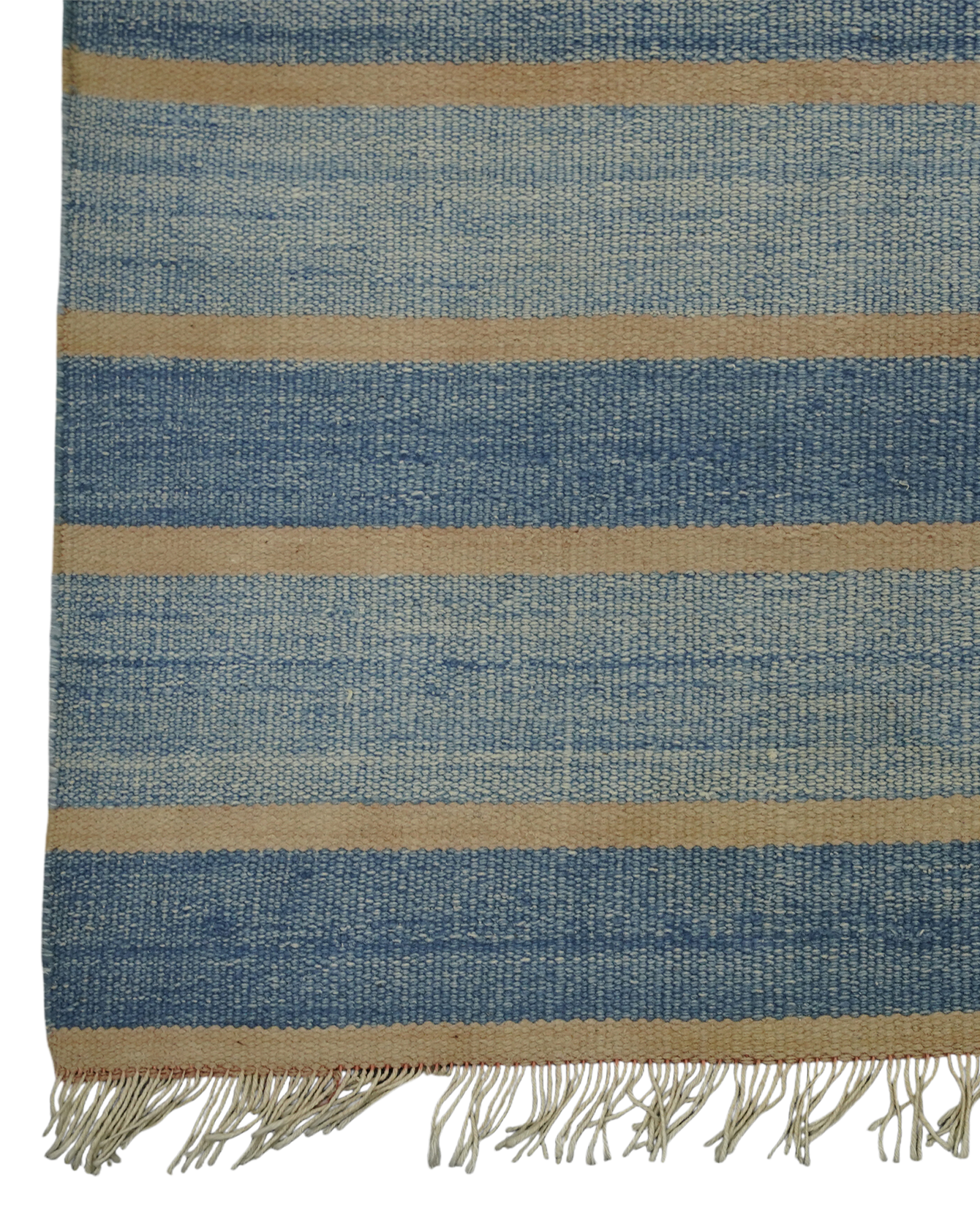 Vintage Dhurrie Rug - Light Blue Stripes from India made of Cotton
