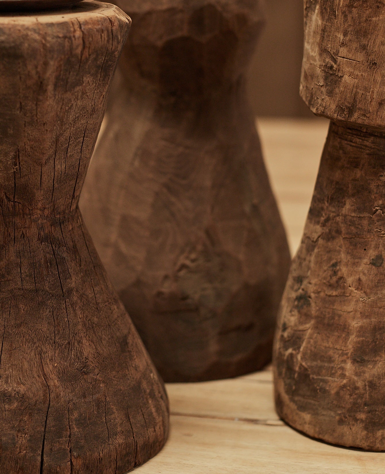 Vintage Candle Stand - Cup Natural from India made of Wood
