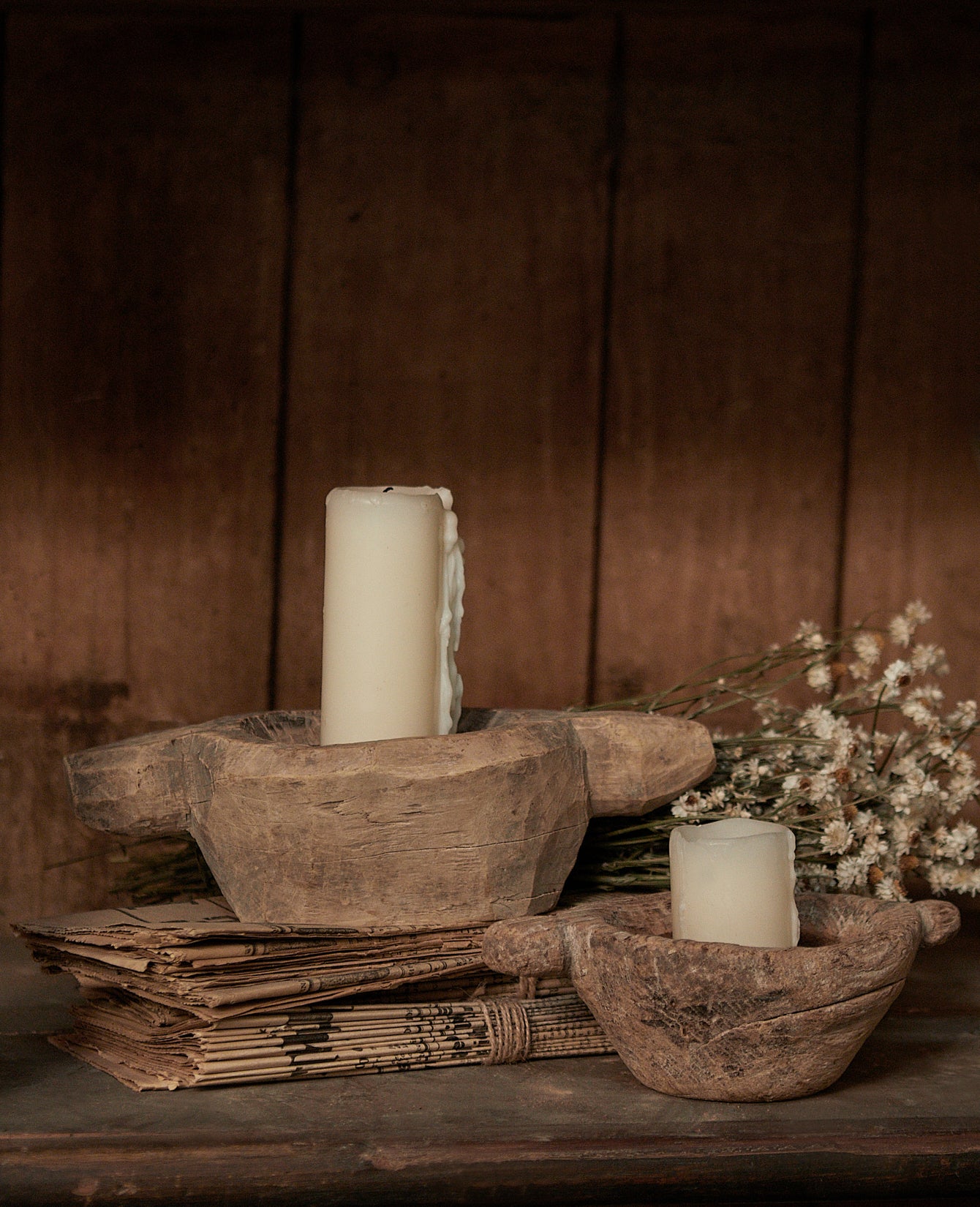 Vintage Candle Votive from India made of Wood