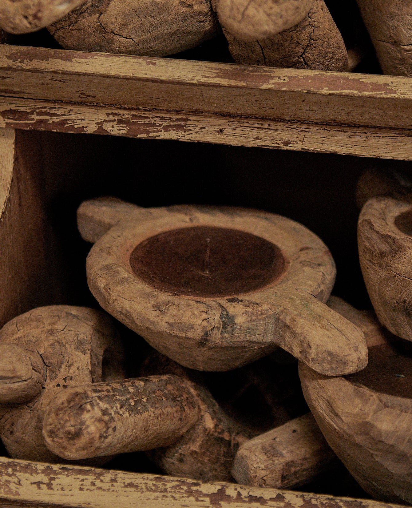 Vintage Candle Votive from India made of Wood