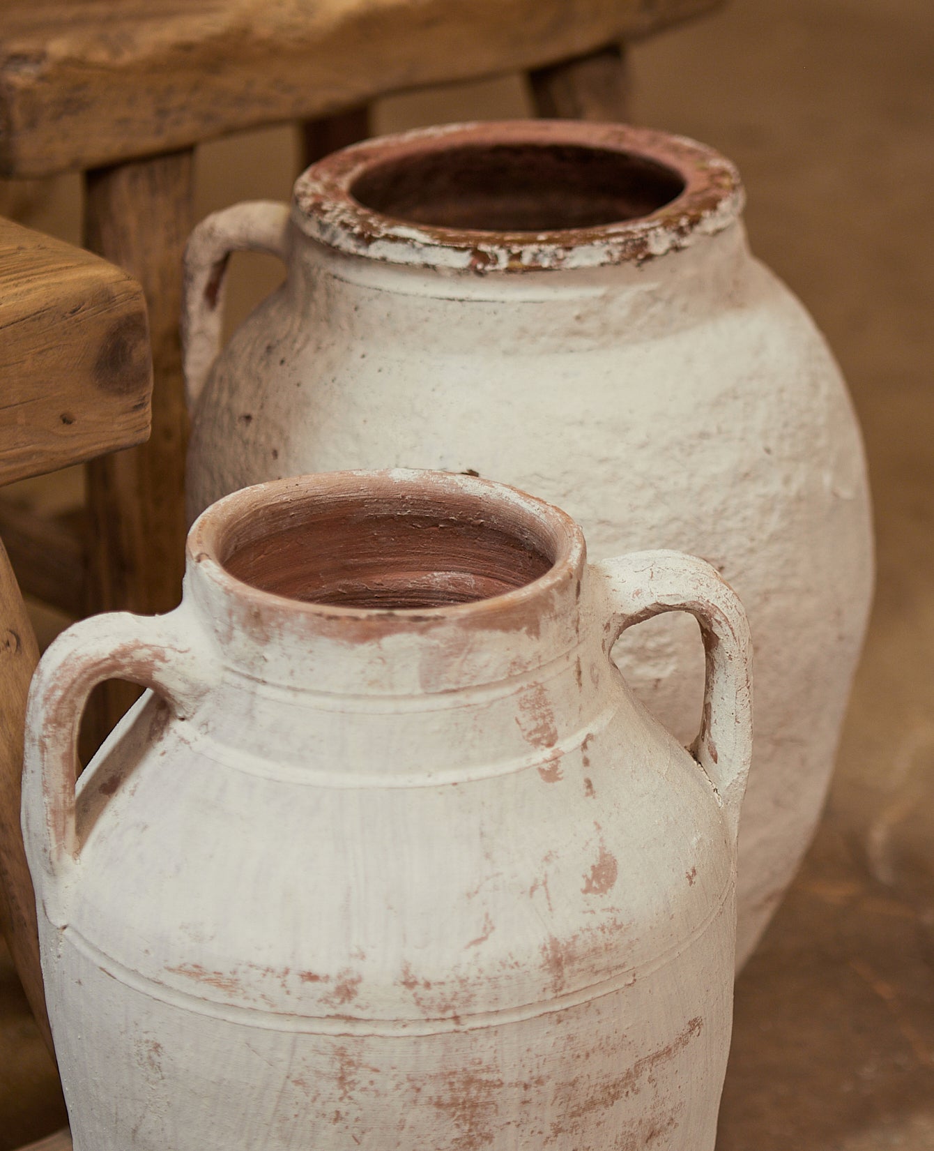 Vintage Two Handle Pot - White Wash from Turkey made of Ceramic