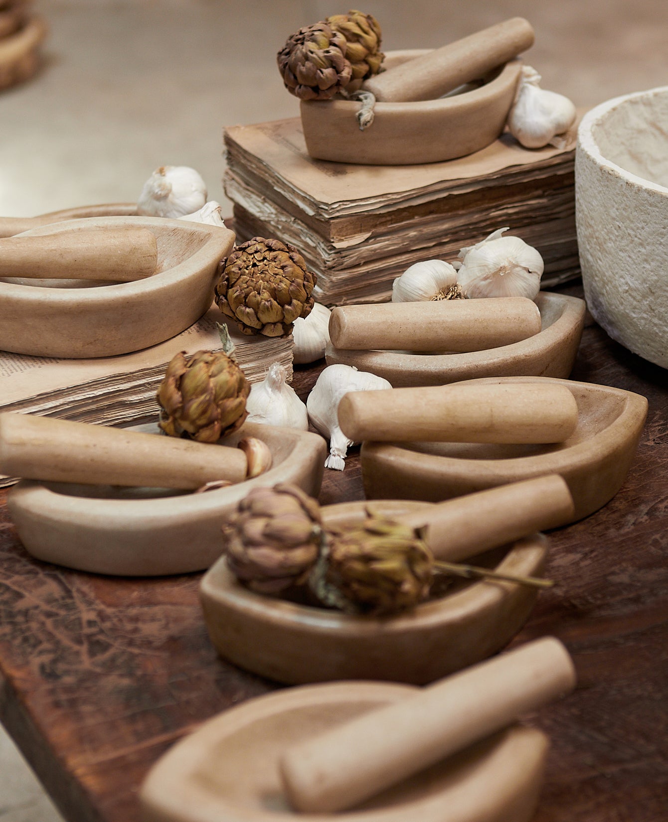 Reproduction Marble Mortar & Pestle from India made of Marble