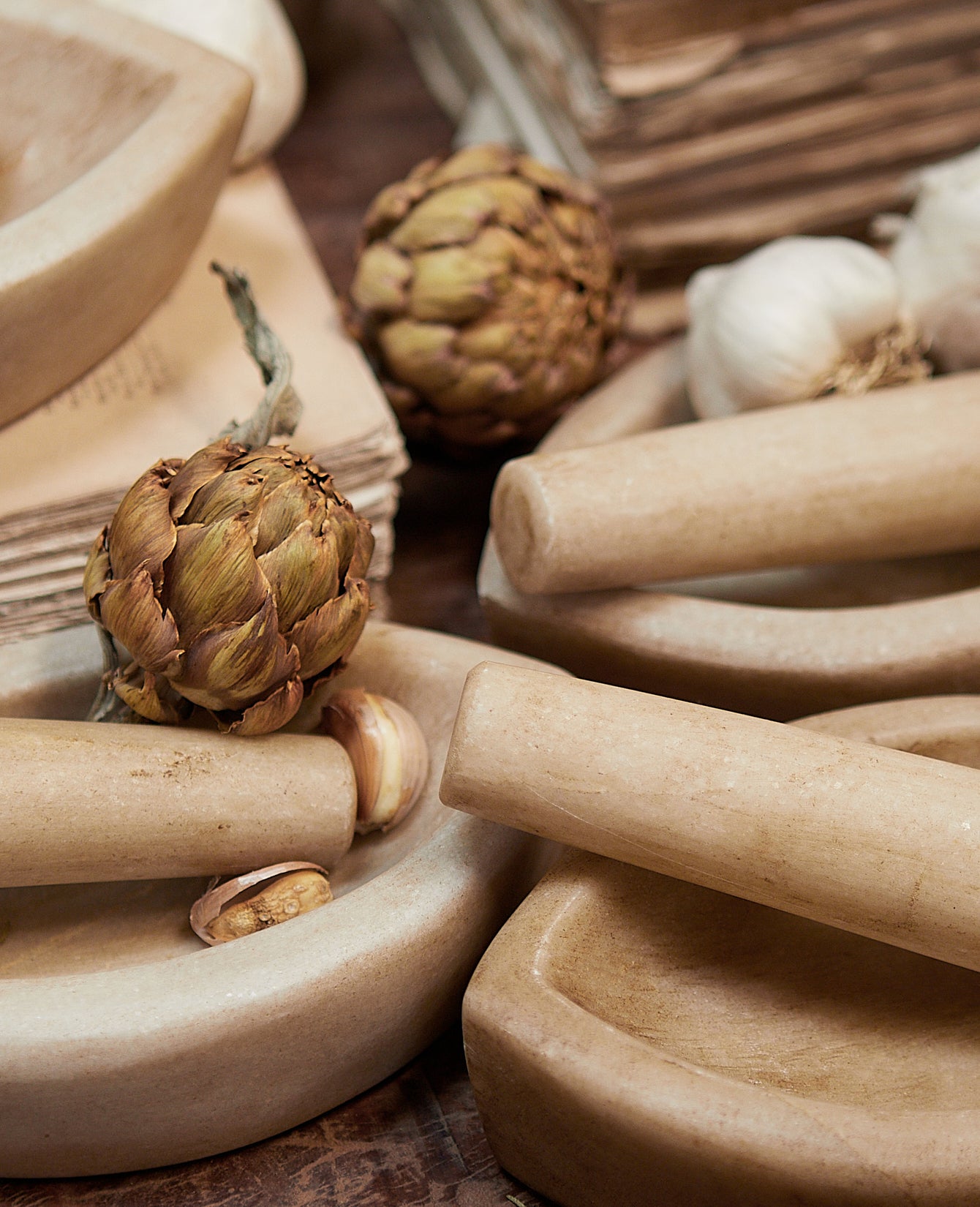 Reproduction Marble Mortar & Pestle from India made of Marble