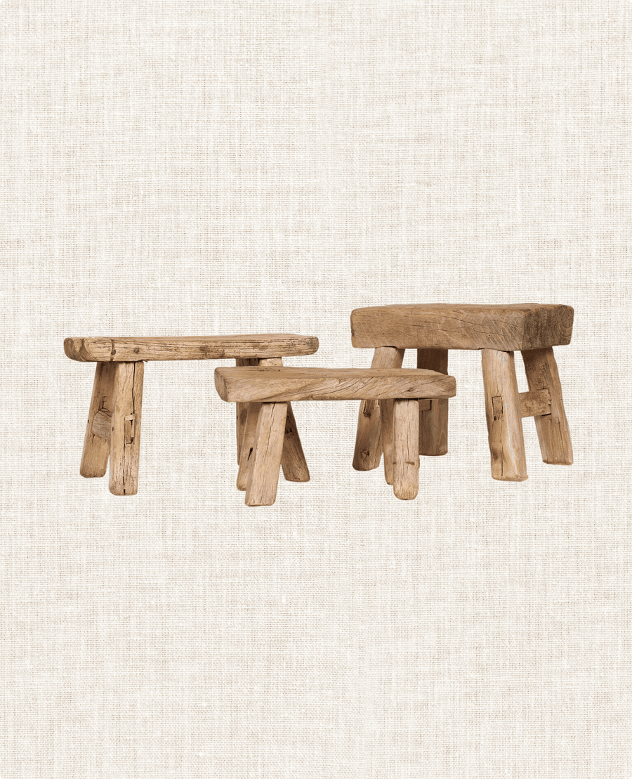 Vintage Mini Elm Wood Stool from China made of Wood