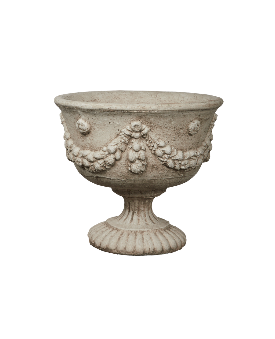 Reproduction Cast Garland Urn from Domestic made of Cement