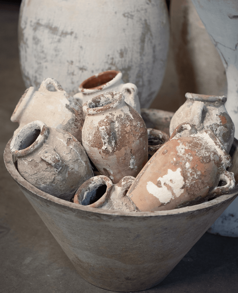 Antique Paint Vase - Whitewash from Morocco made of Ceramic