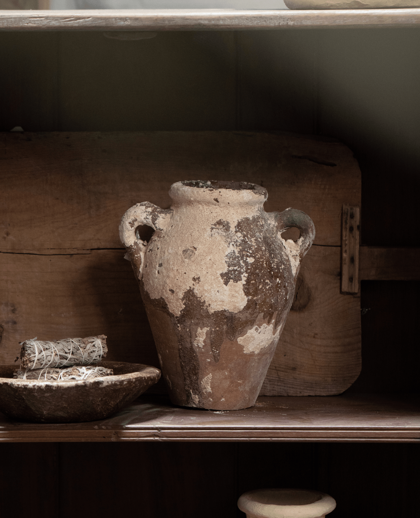 Antique Paint Vase - Whitewash from Morocco made of Ceramic