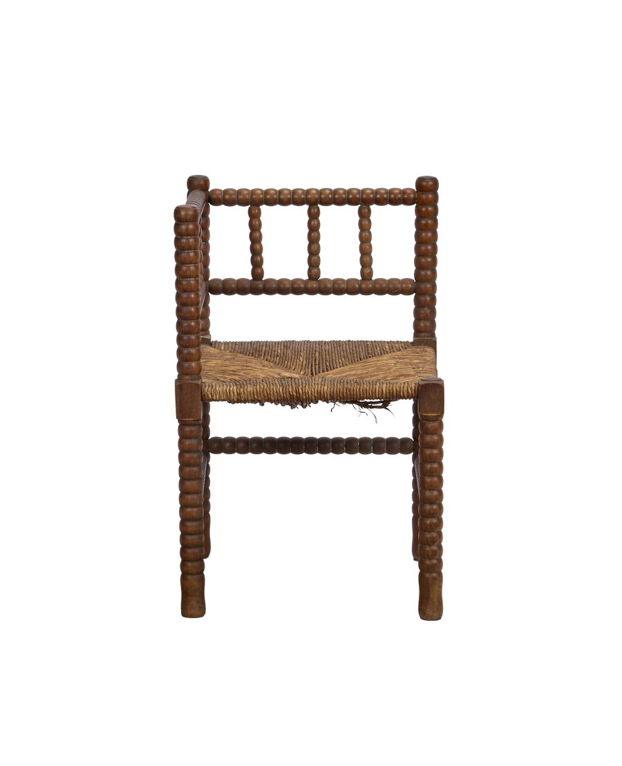 Antique Bobbin Chair - Corner from France made of Wood & Rush