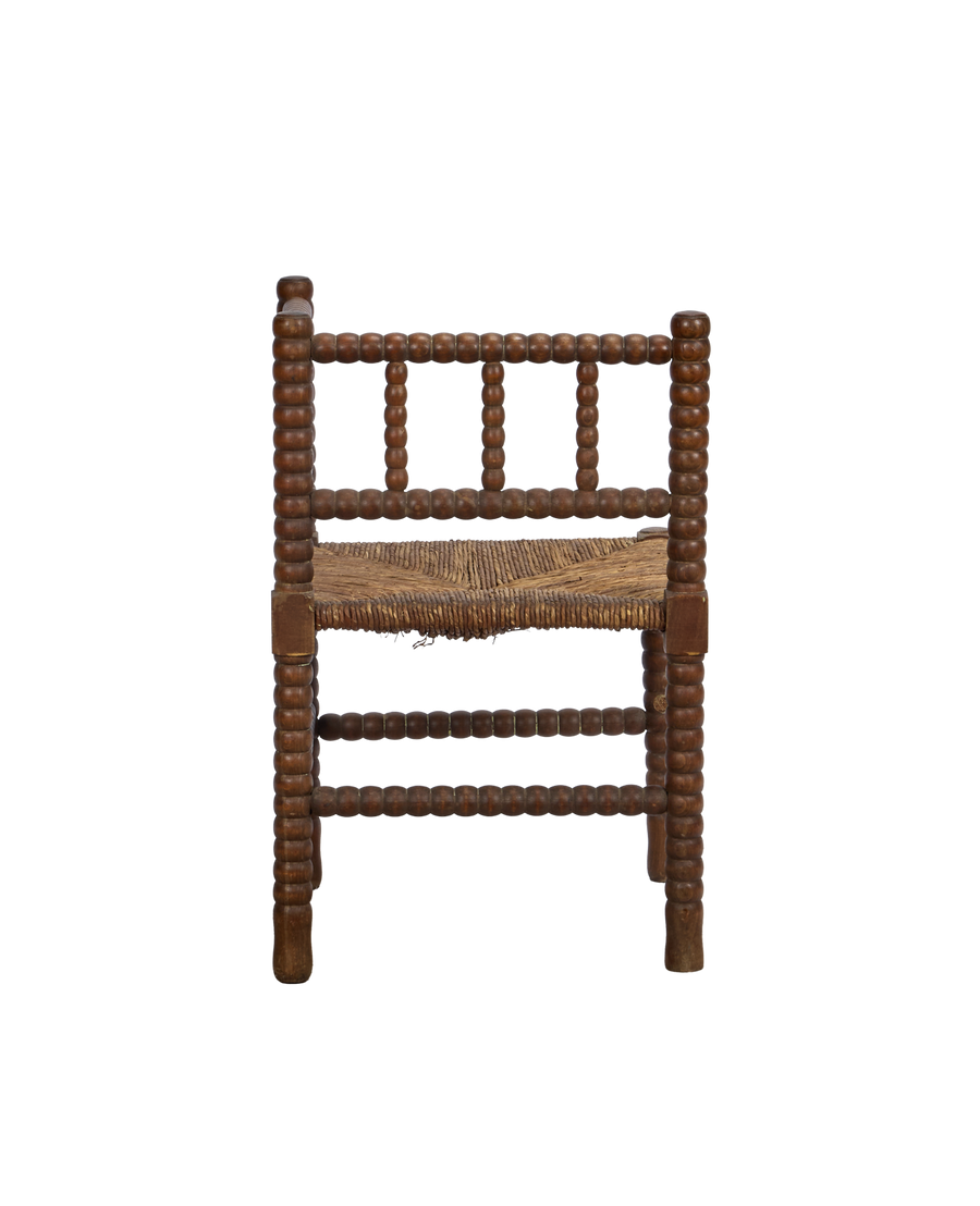 Antique Bobbin Chair - Corner from France made of Wood & Rush