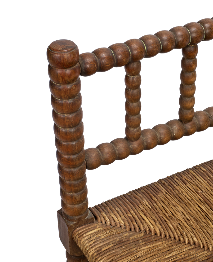 Antique Bobbin Chair - Corner from France made of Wood & Rush