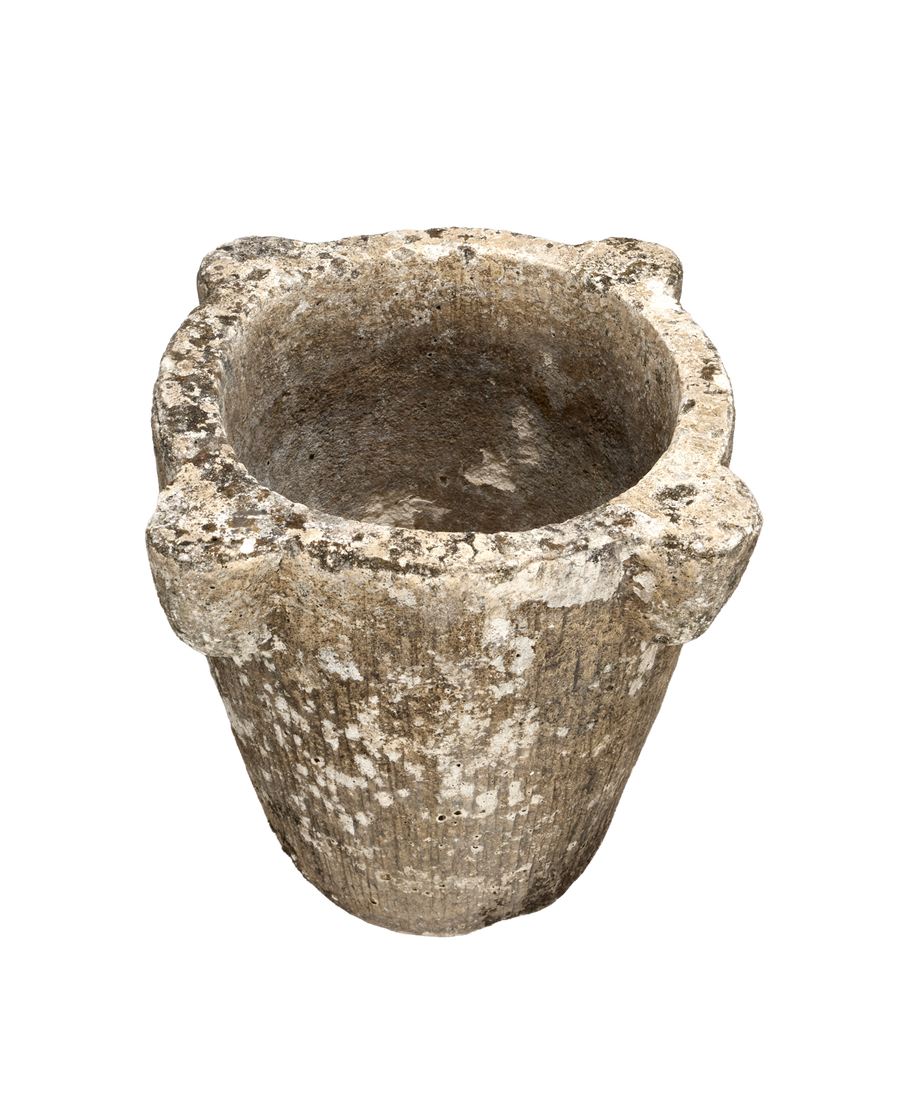 Antique Stone Mortar Planter from France made of Stone
