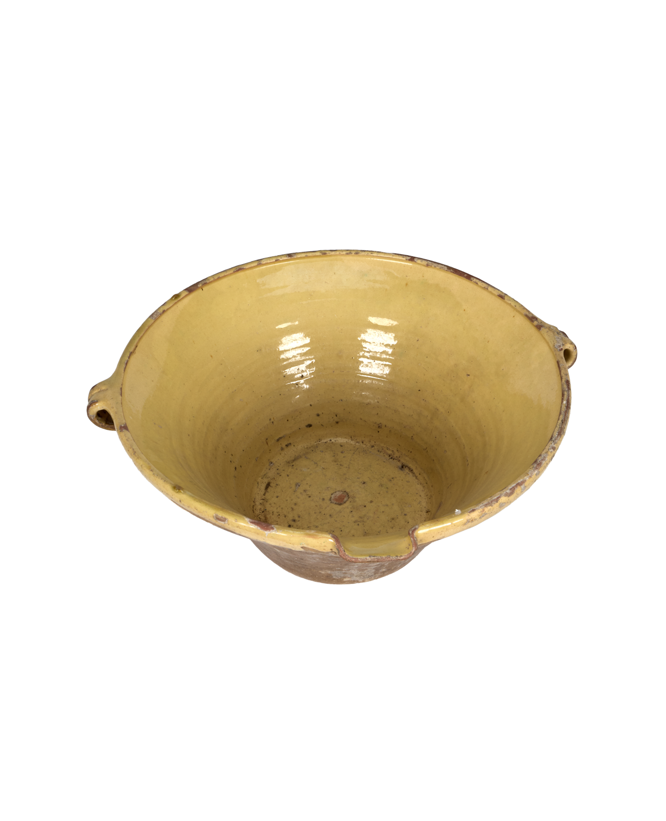 Antique Serving Bowl - Yellow Ochre Glaze from France made of Ceramic