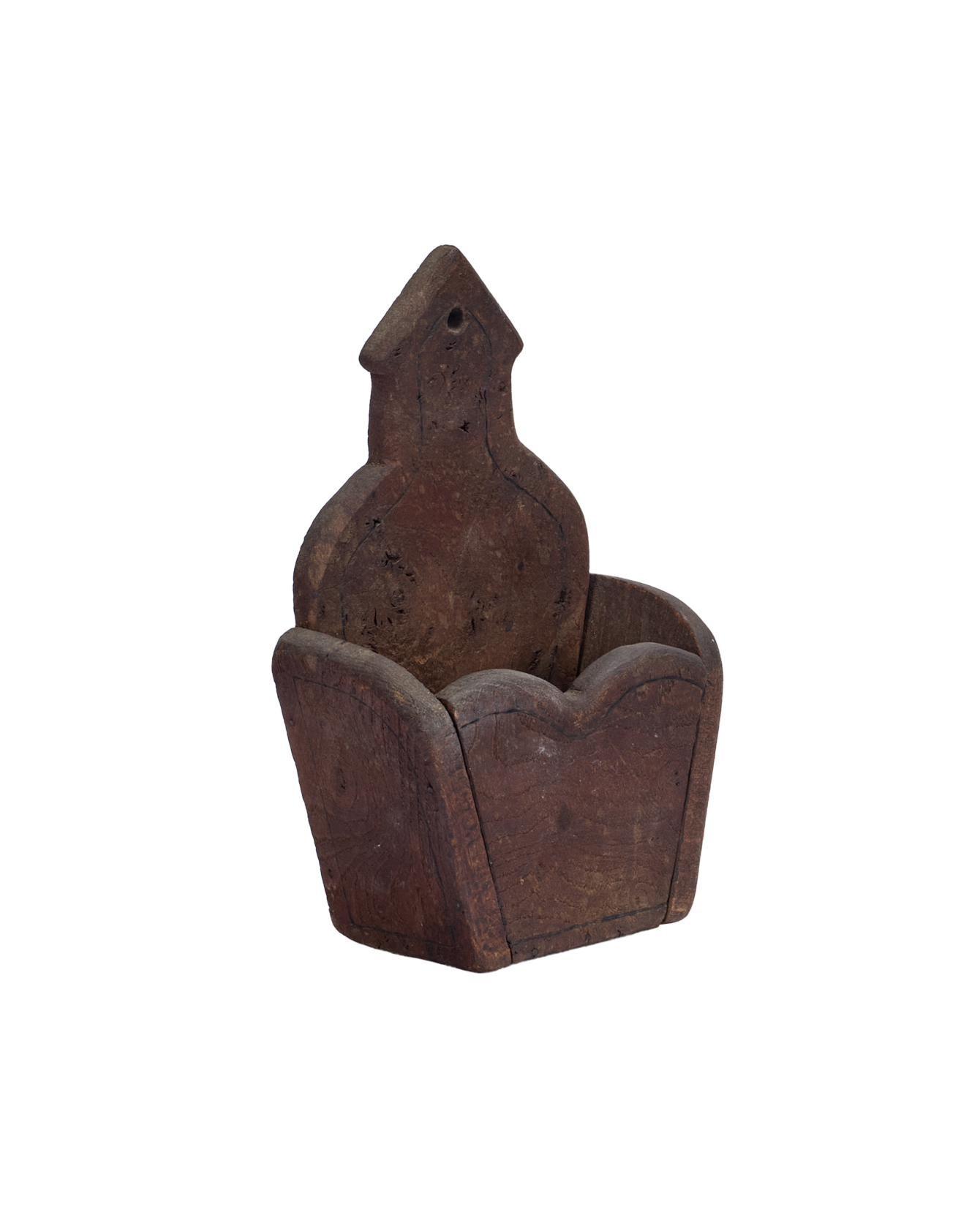 Vintage Scallop Wall Pocket from France made of Wood
