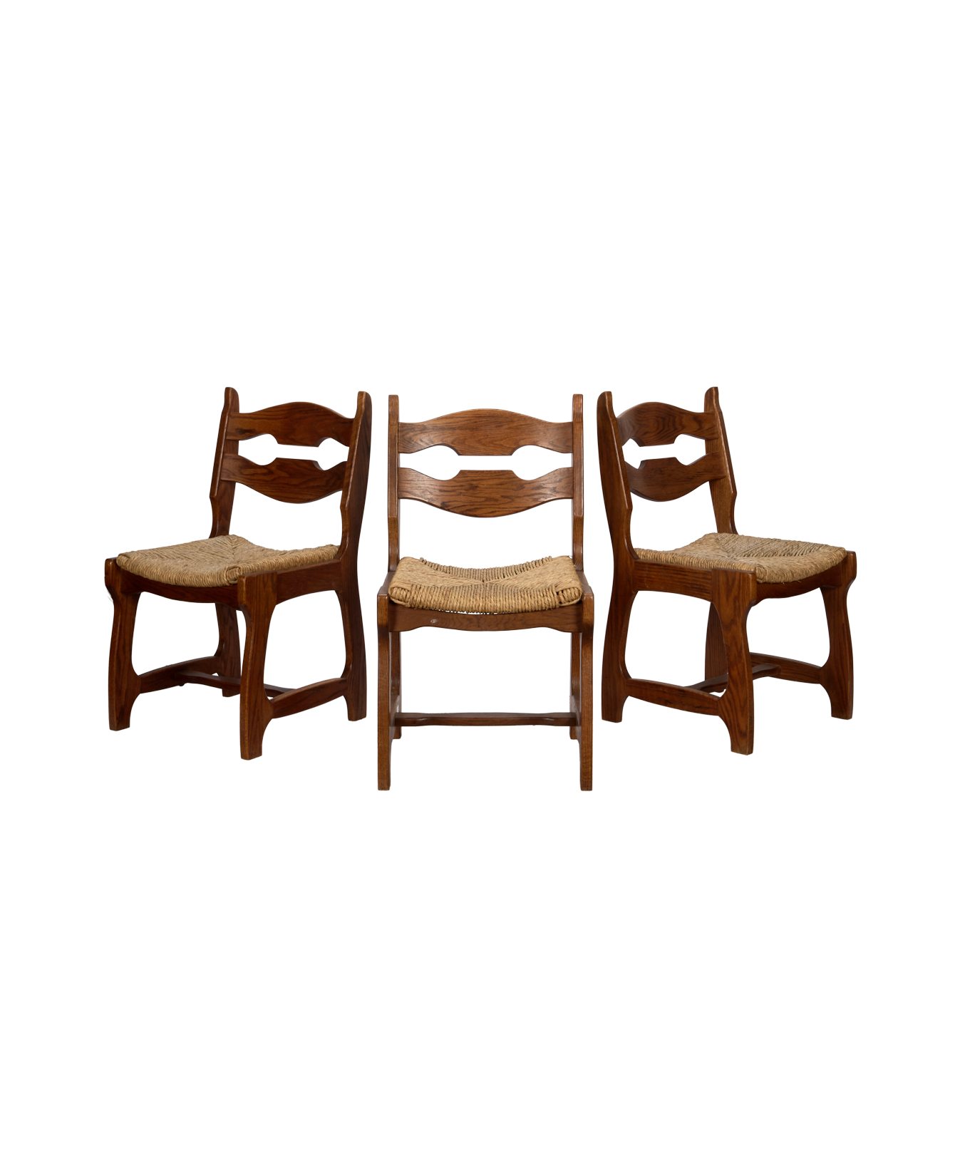 Vintage Guillerme et Chambron Inspired Chair from France made of Wood & Rush