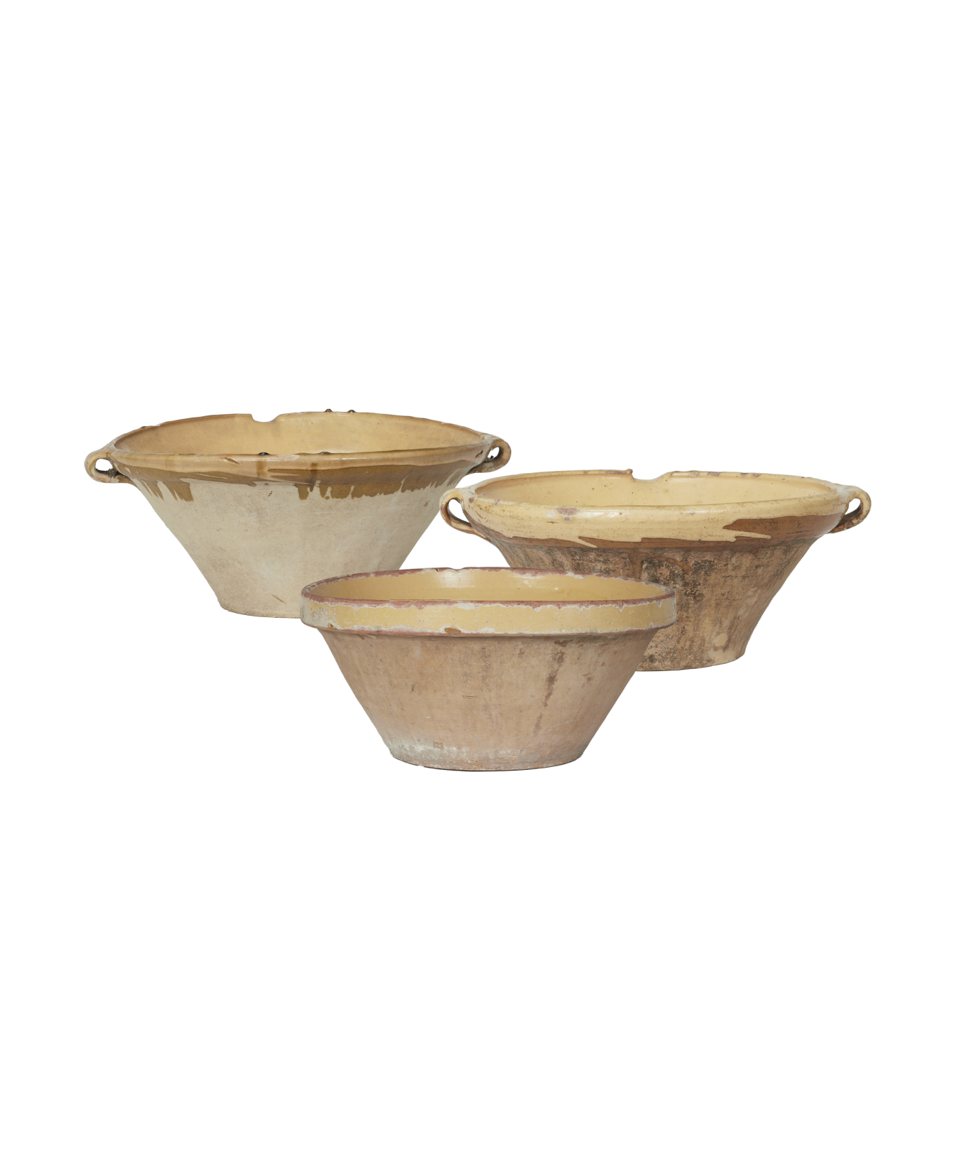 Antique Serving Bowl - Yellow Ochre Glaze from France made of Ceramic