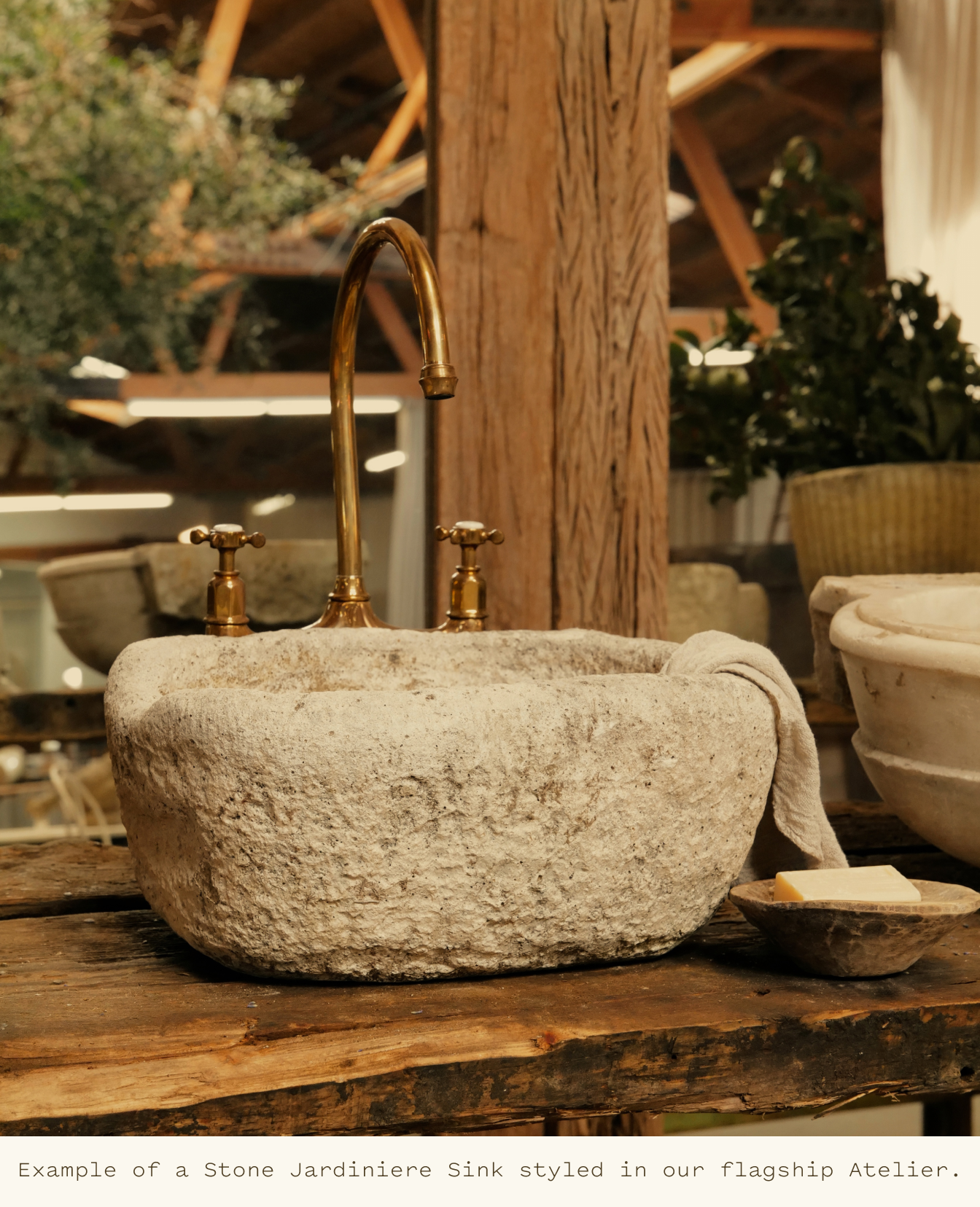 Vintage Stone Jardiniere Sink from France made of Stone