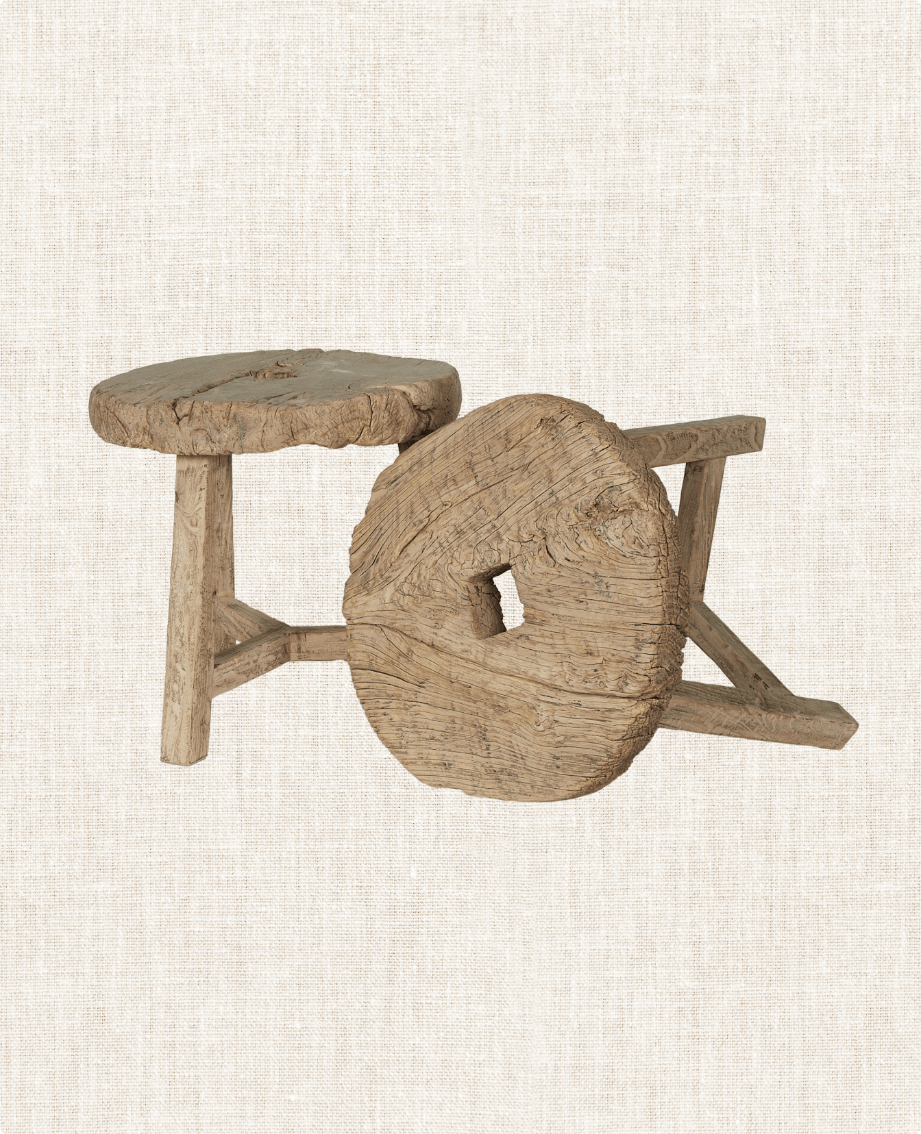 Reclaimed Wheel Side Table from China made of Wood