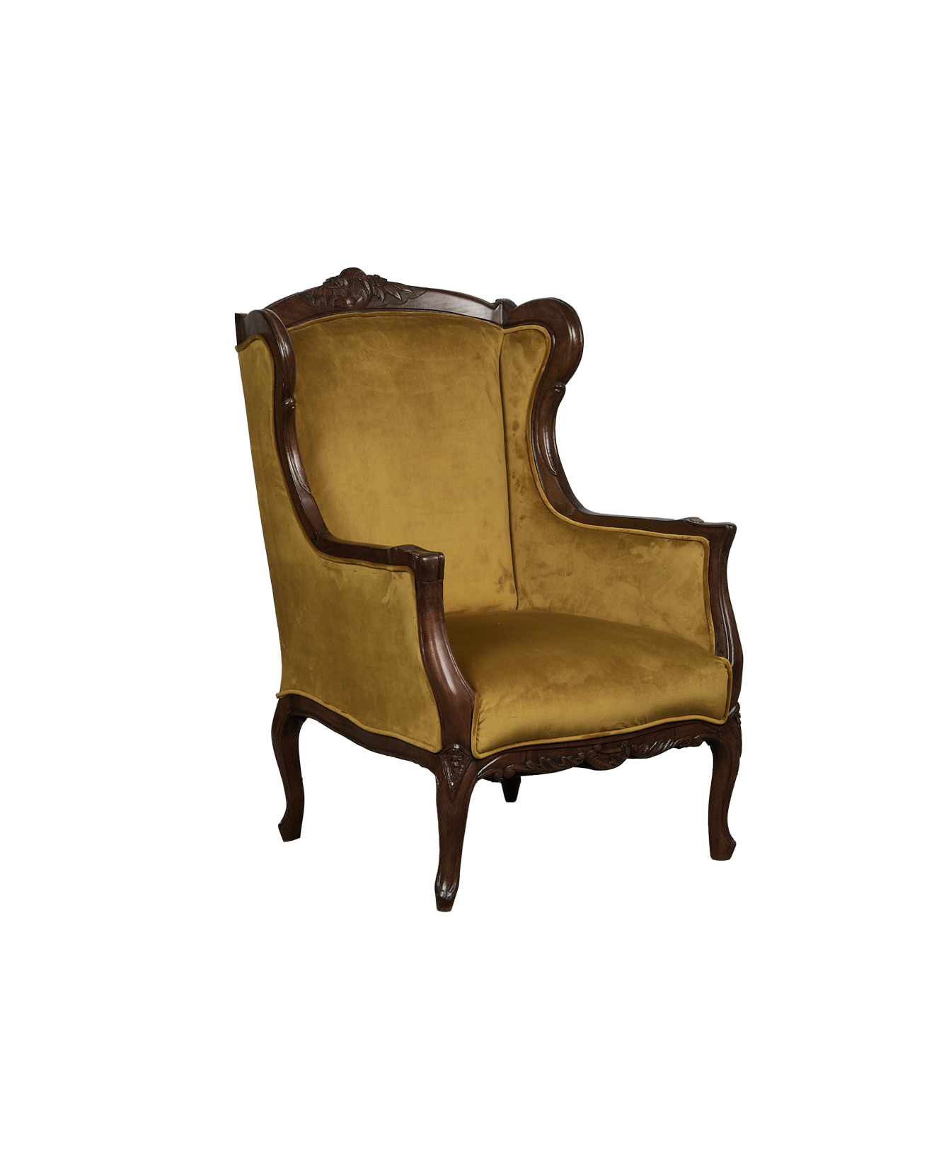 Antique Wingback Arm Chair from Greece made of Upholstery