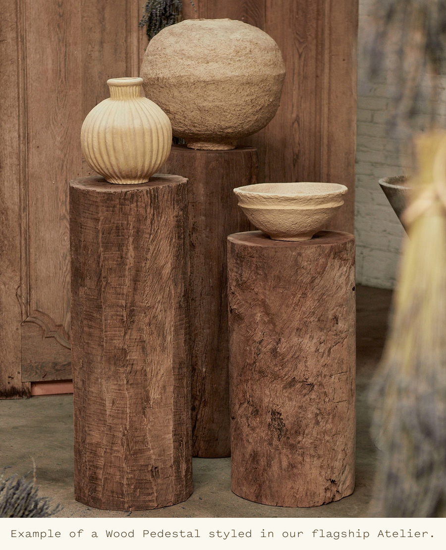 Vintage Wood Pedestal - Round from India made of Wood