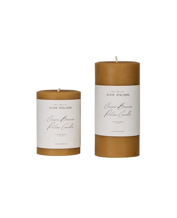 Classic Beeswax Pillar Candle - Natural