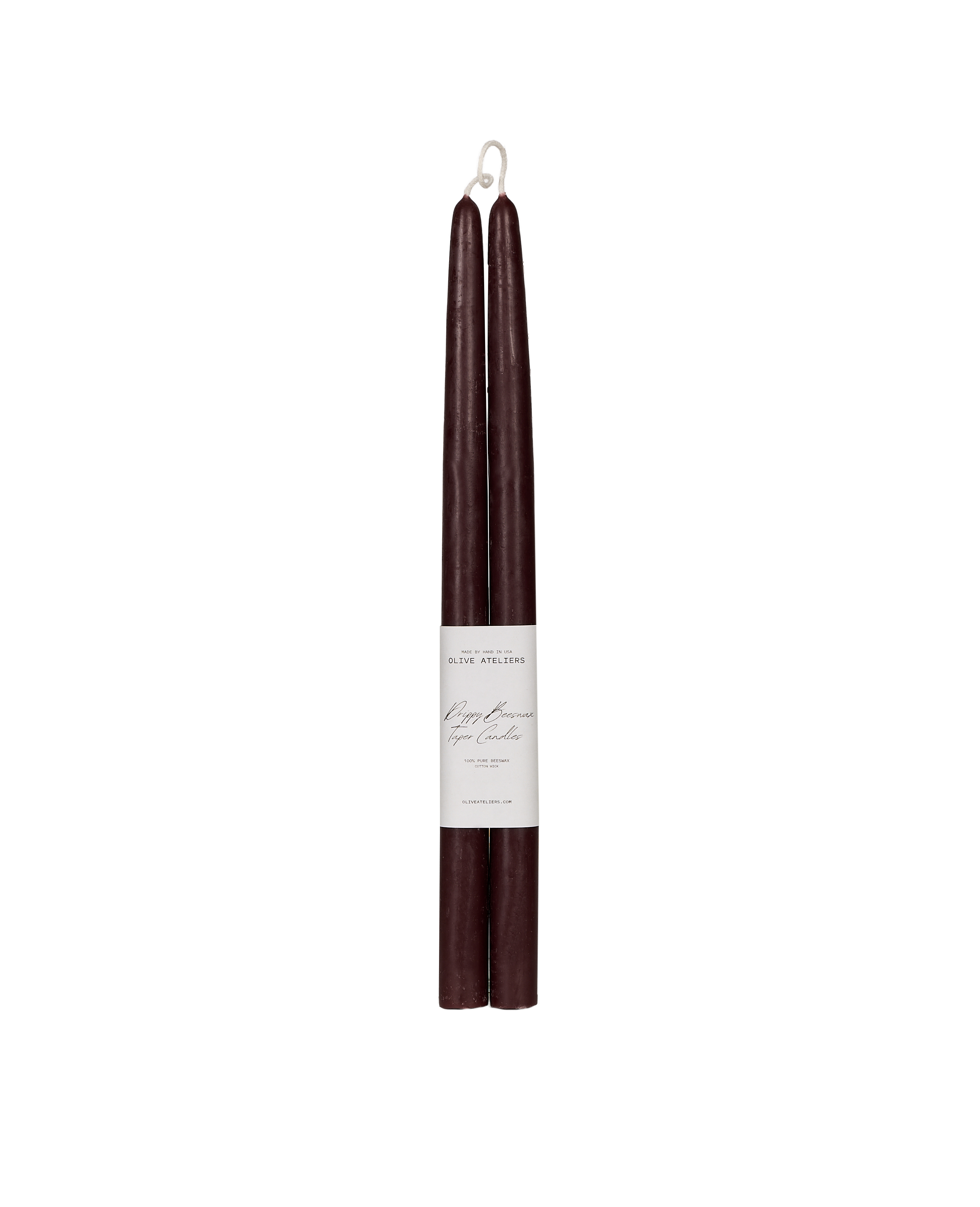 Drippy Beeswax Taper Candle - Burgundy