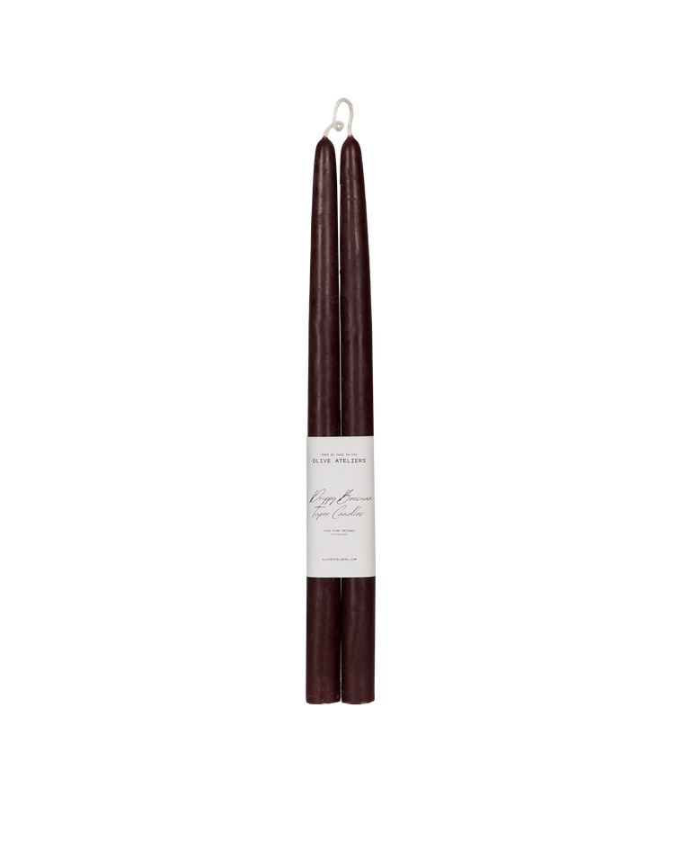 Drippy Beeswax Taper Candle - Burgundy