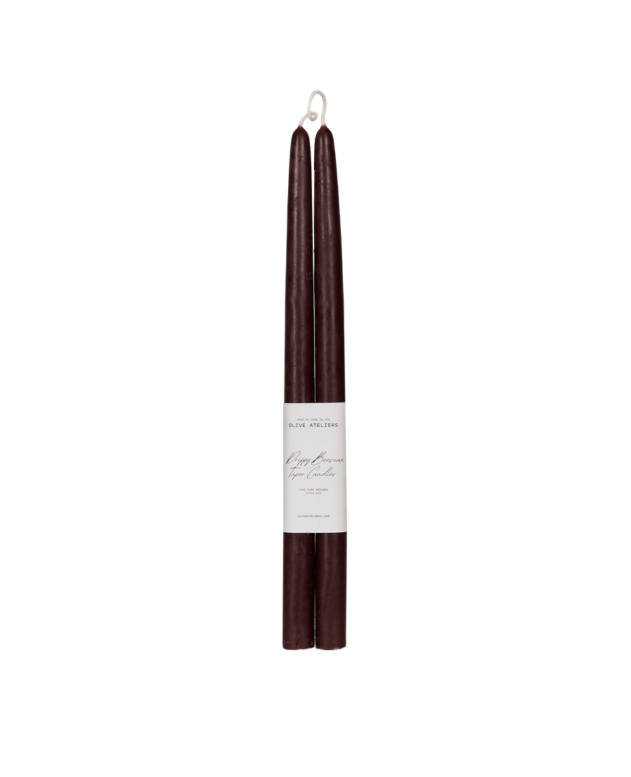 Drippy Beeswax Taper Candle - Burgundy