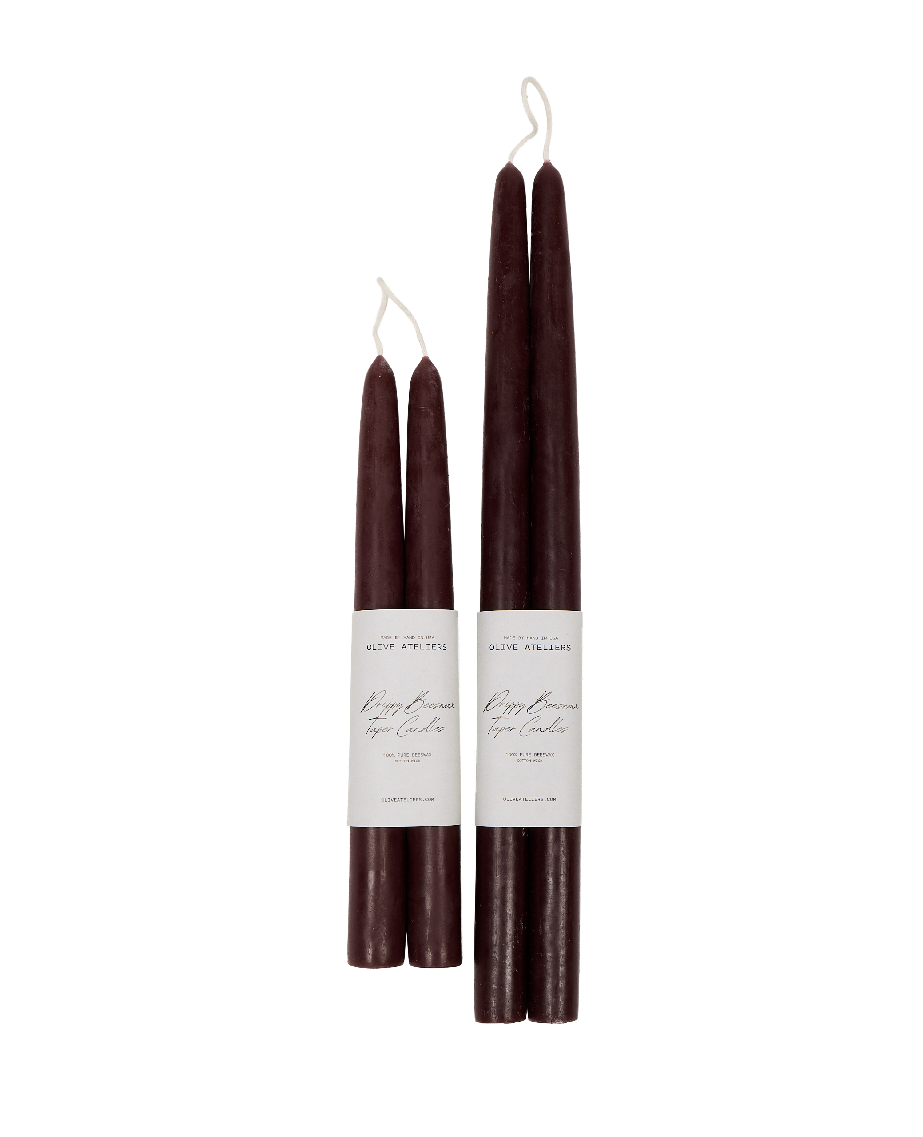 Drippy Beeswax Taper Candle - Burgundy