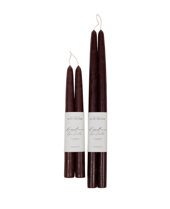 Drippy Beeswax Taper Candle - Burgundy