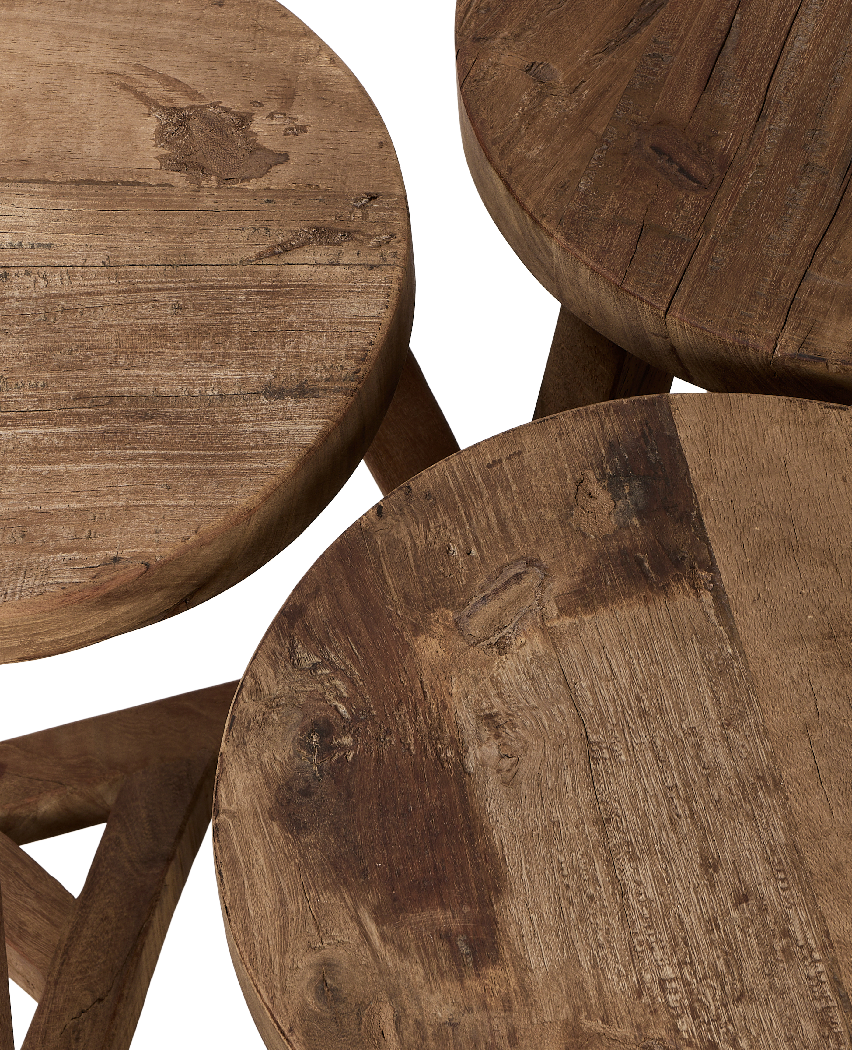 Round Reclaimed Wood Stool