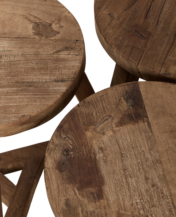 Round Reclaimed Wood Stool