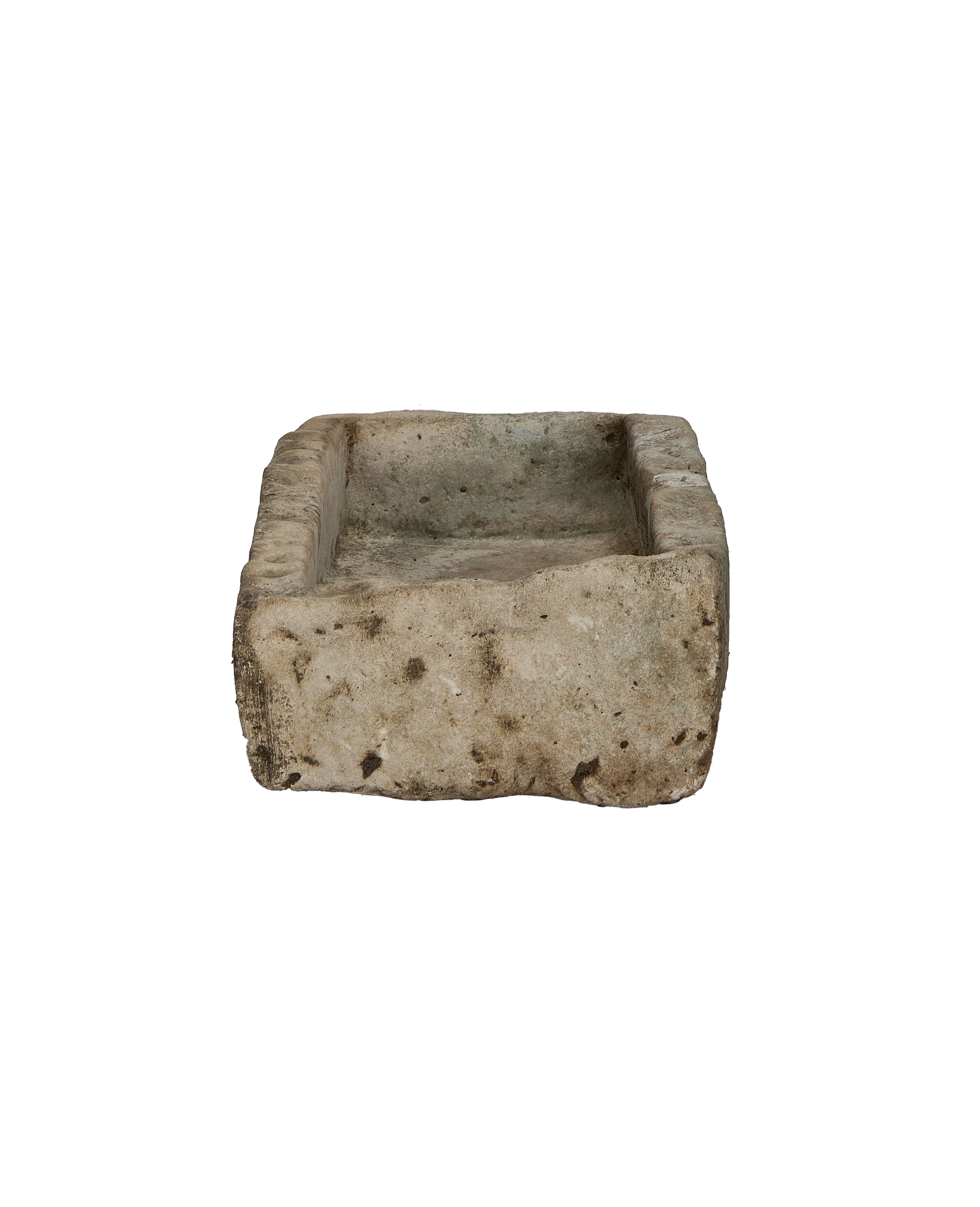 Vintage limestone rectangle trough, Indonesian origin, showcasing weathered texture and unique organic shape.