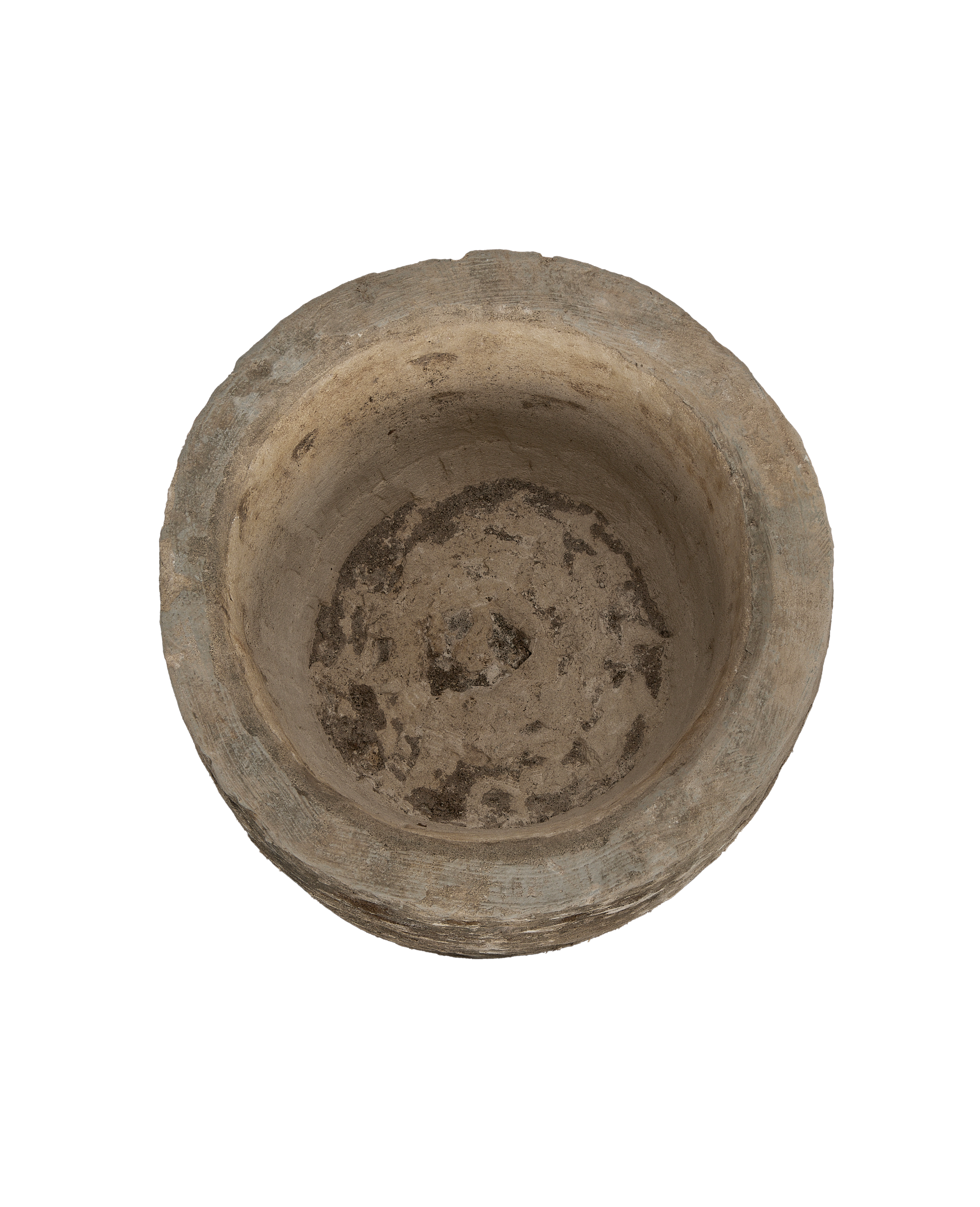 Vintage Indonesian limestone trough, top-down view showing weathered, textured interior.