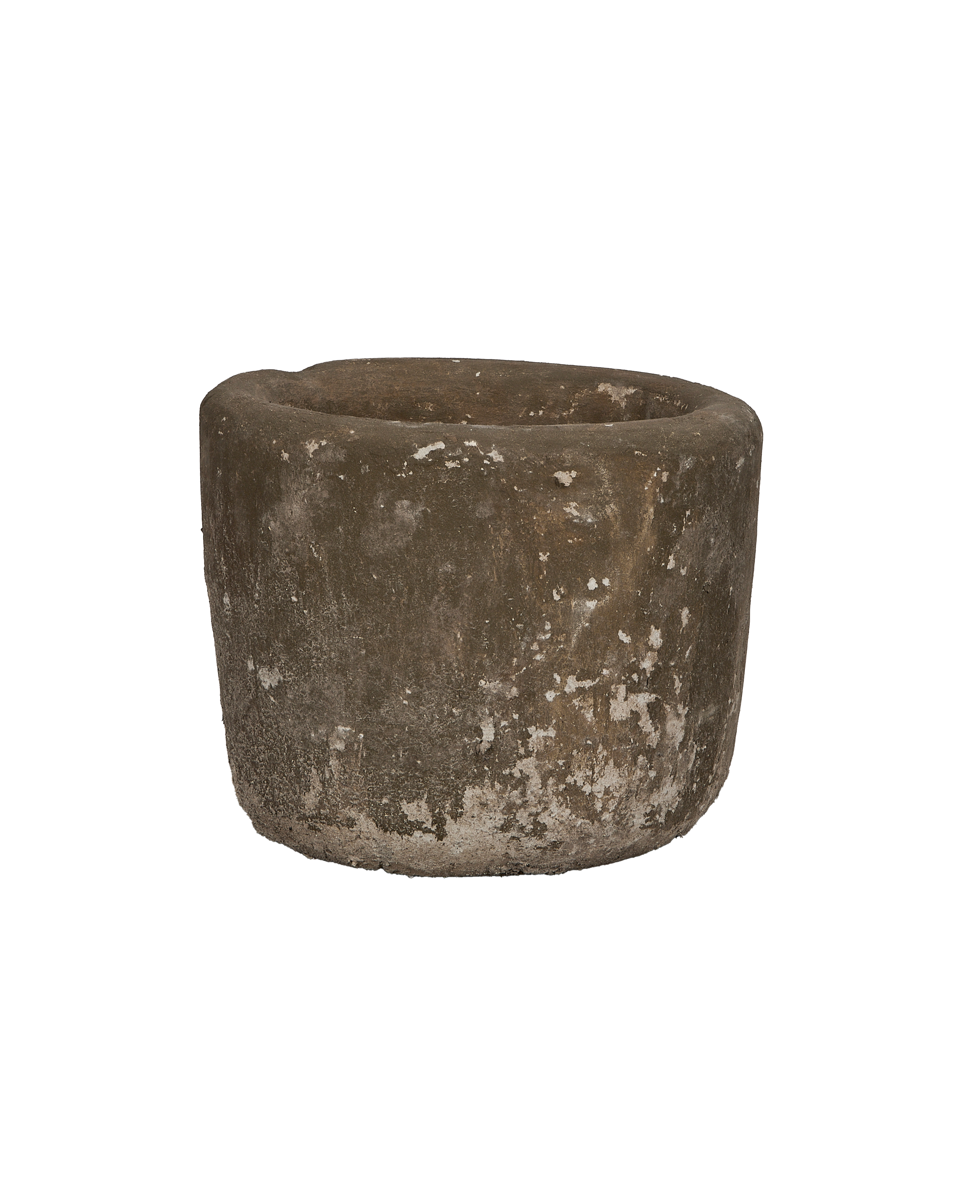 Vintage limestone trough, round, showcasing weathered texture and original patina from Indonesia.