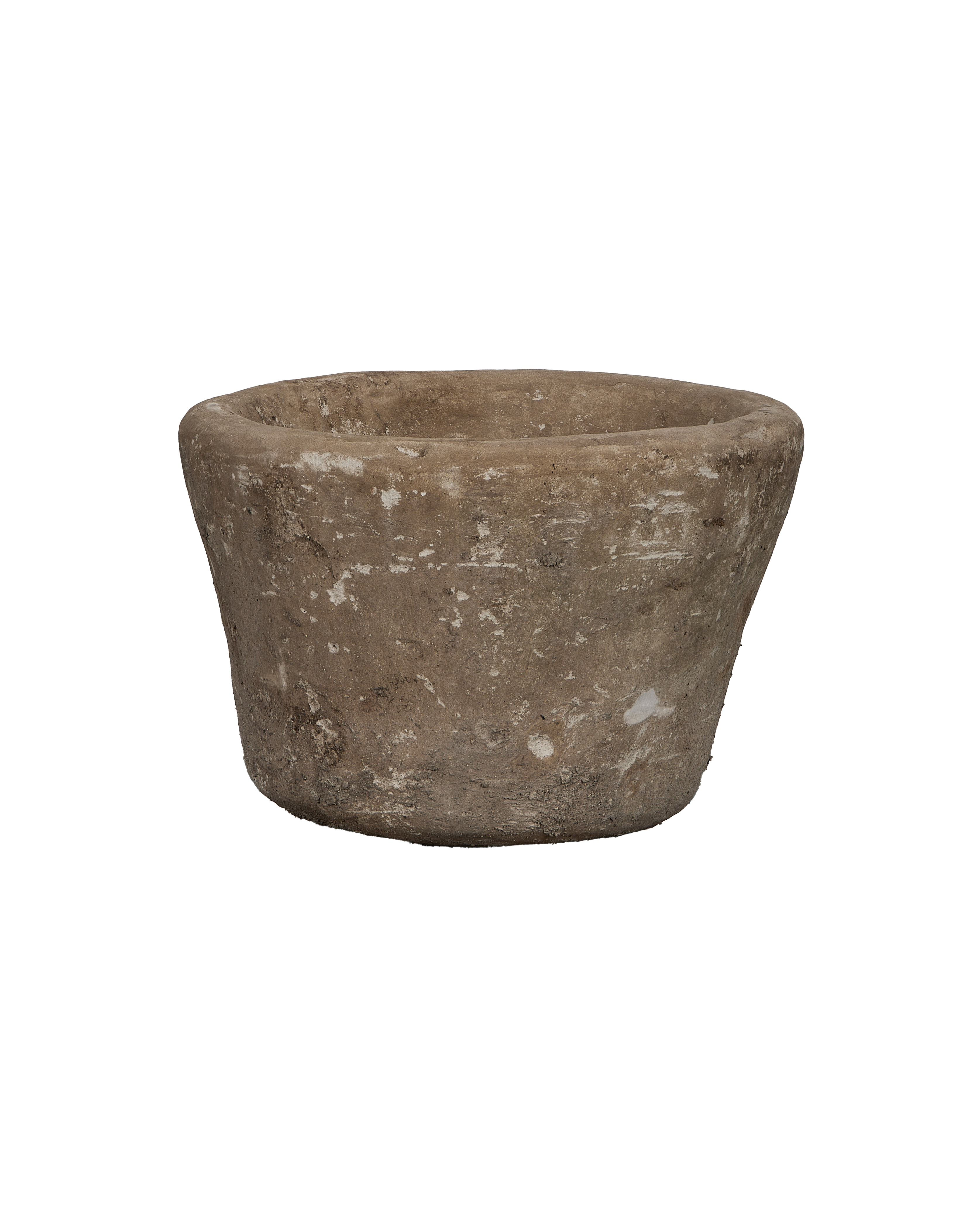 Vintage round Indonesian limestone trough, OAK style, showing weathered texture.