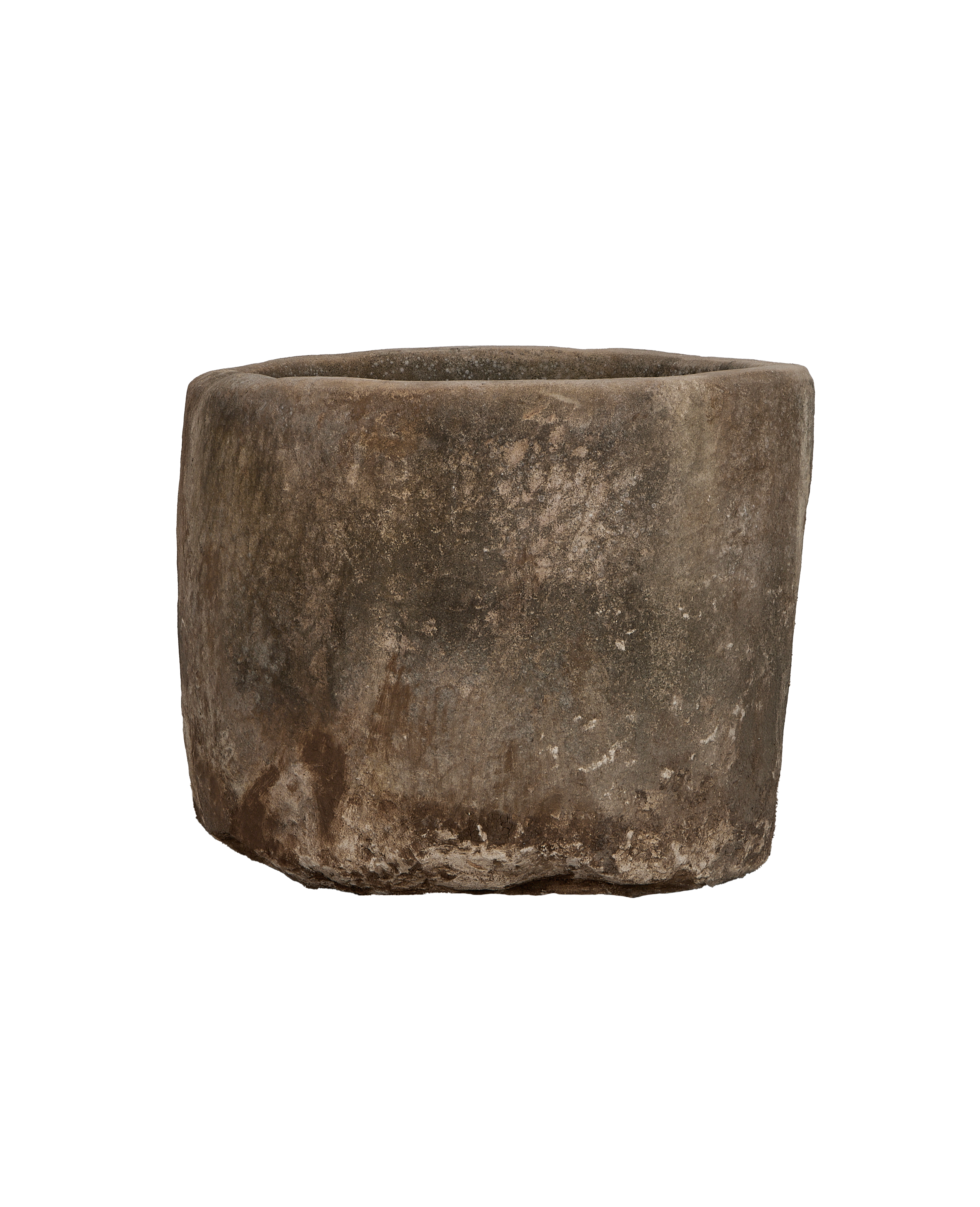 Vintage, weathered Indonesian limestone trough, round, OAK, with unique texture.