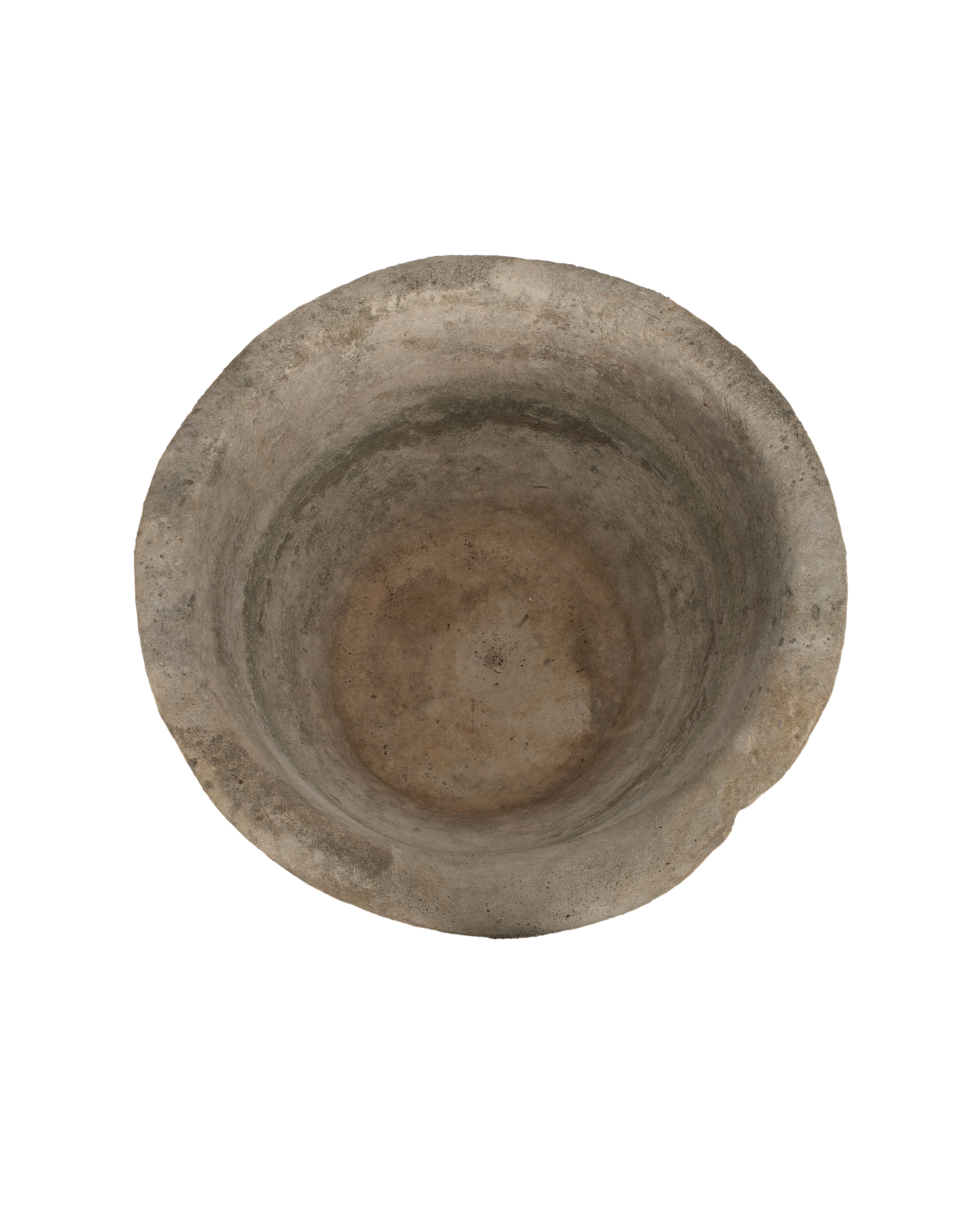 Vintage limestone Indonesian trough, top-down view showing interior patina.