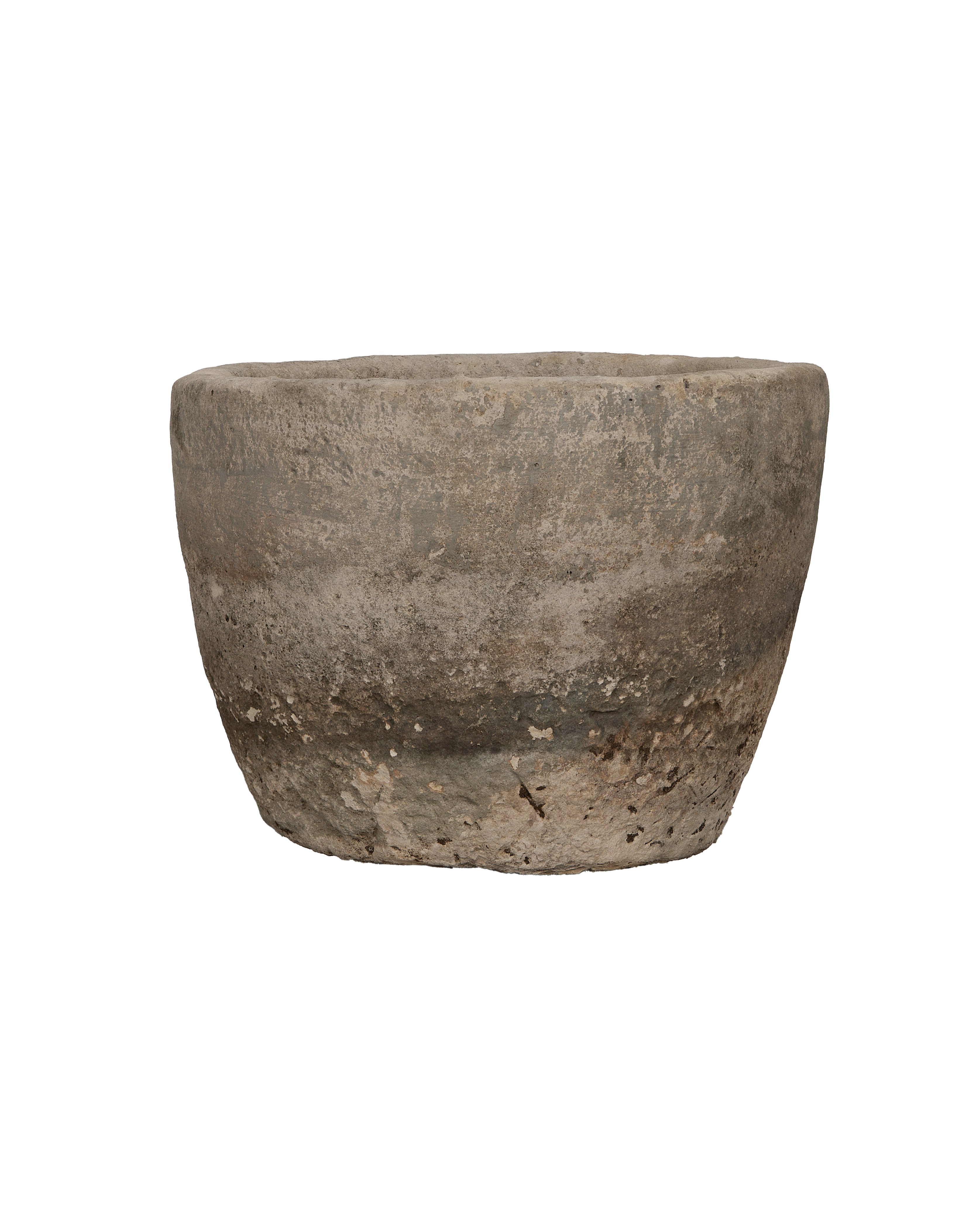 Textured vintage Indonesian limestone trough, showcasing rough exterior and subtle discoloration.
