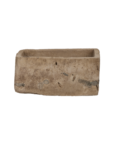 Vintage Indonesian limestone rectangular trough, natural weathered patina, main view.
