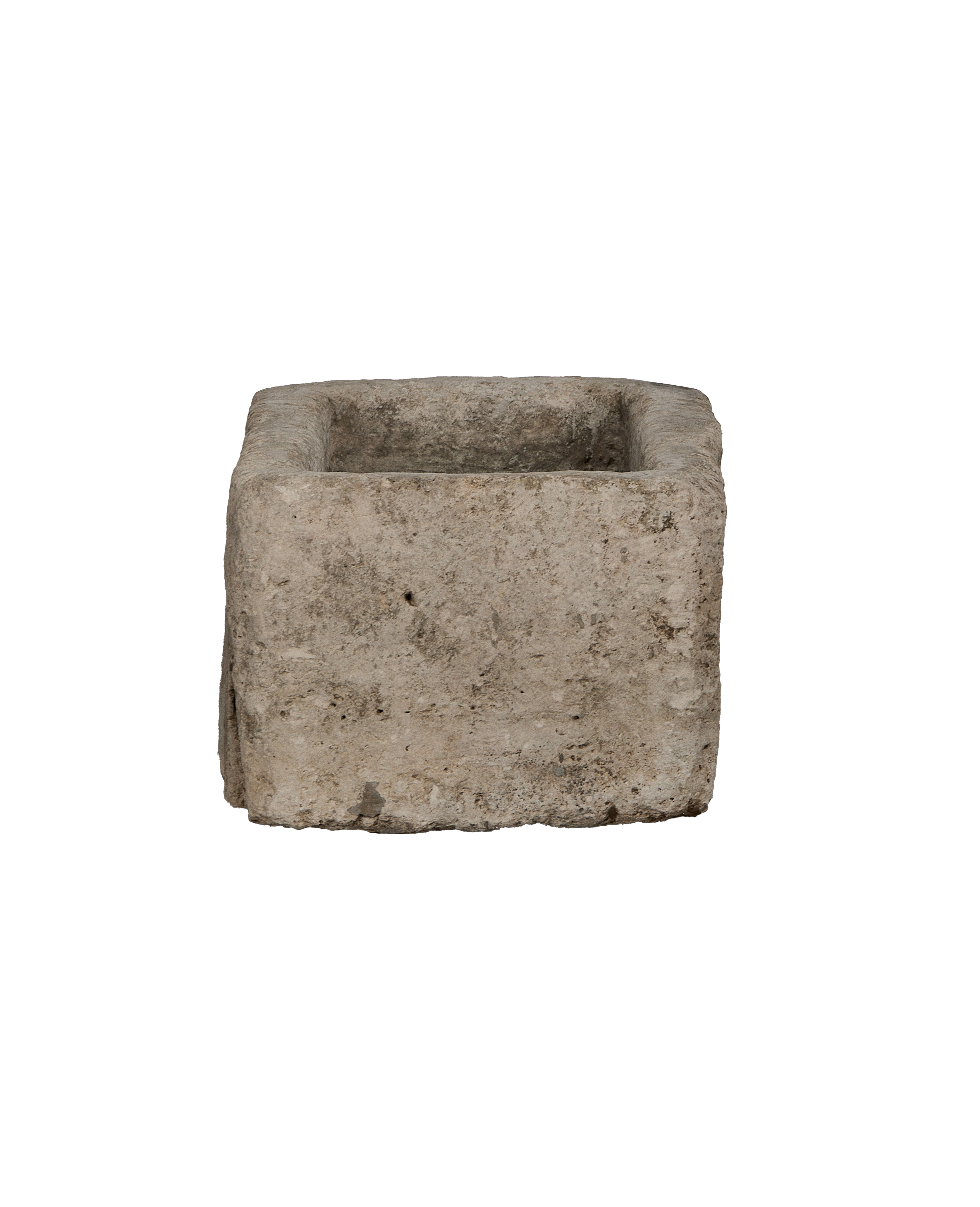 Vintage Indonesian limestone trough (OAK model), rectangular shape, with rough texture and weathered detail.