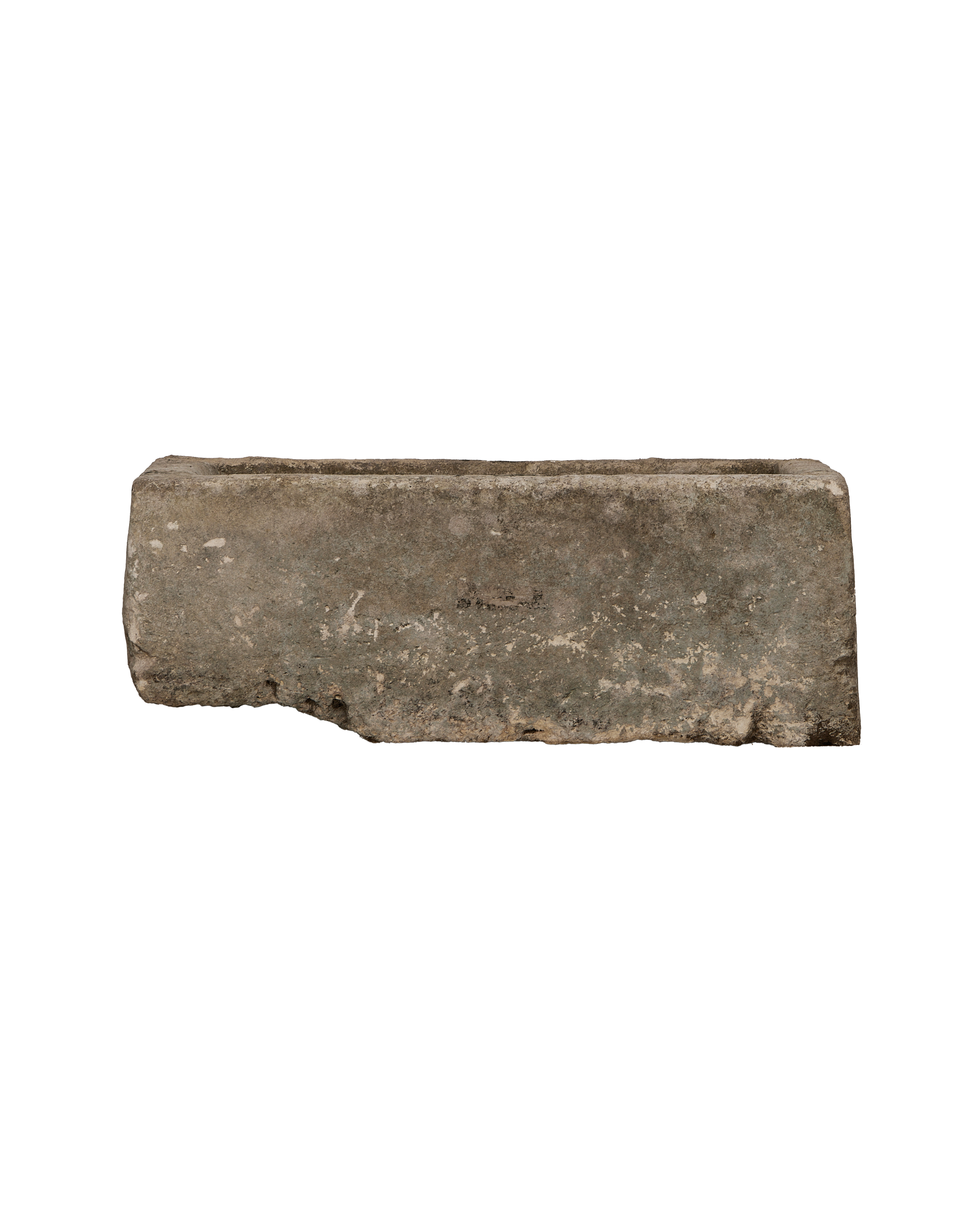 Vintage Indonesian rectangular limestone trough showing rustic texture and weathered patina.