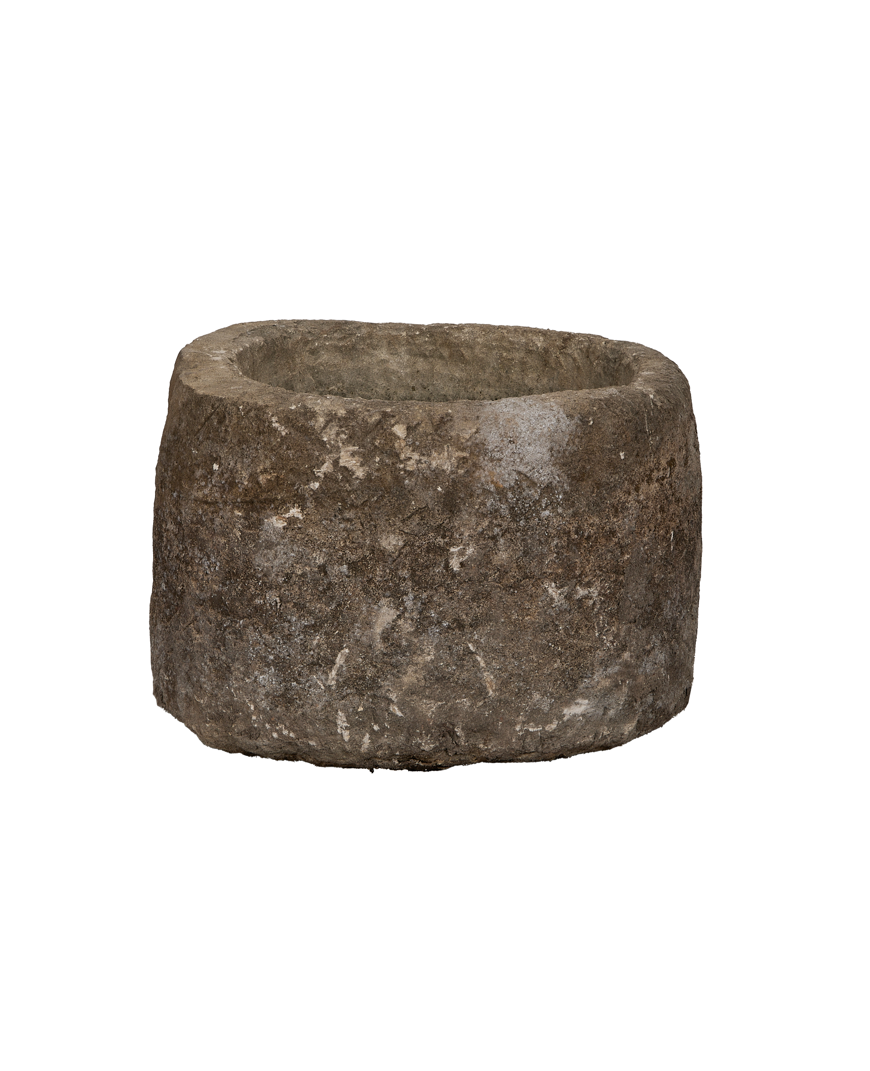 Vintage oblong Indonesian limestone trough, OAK, with textured, weathered surface.