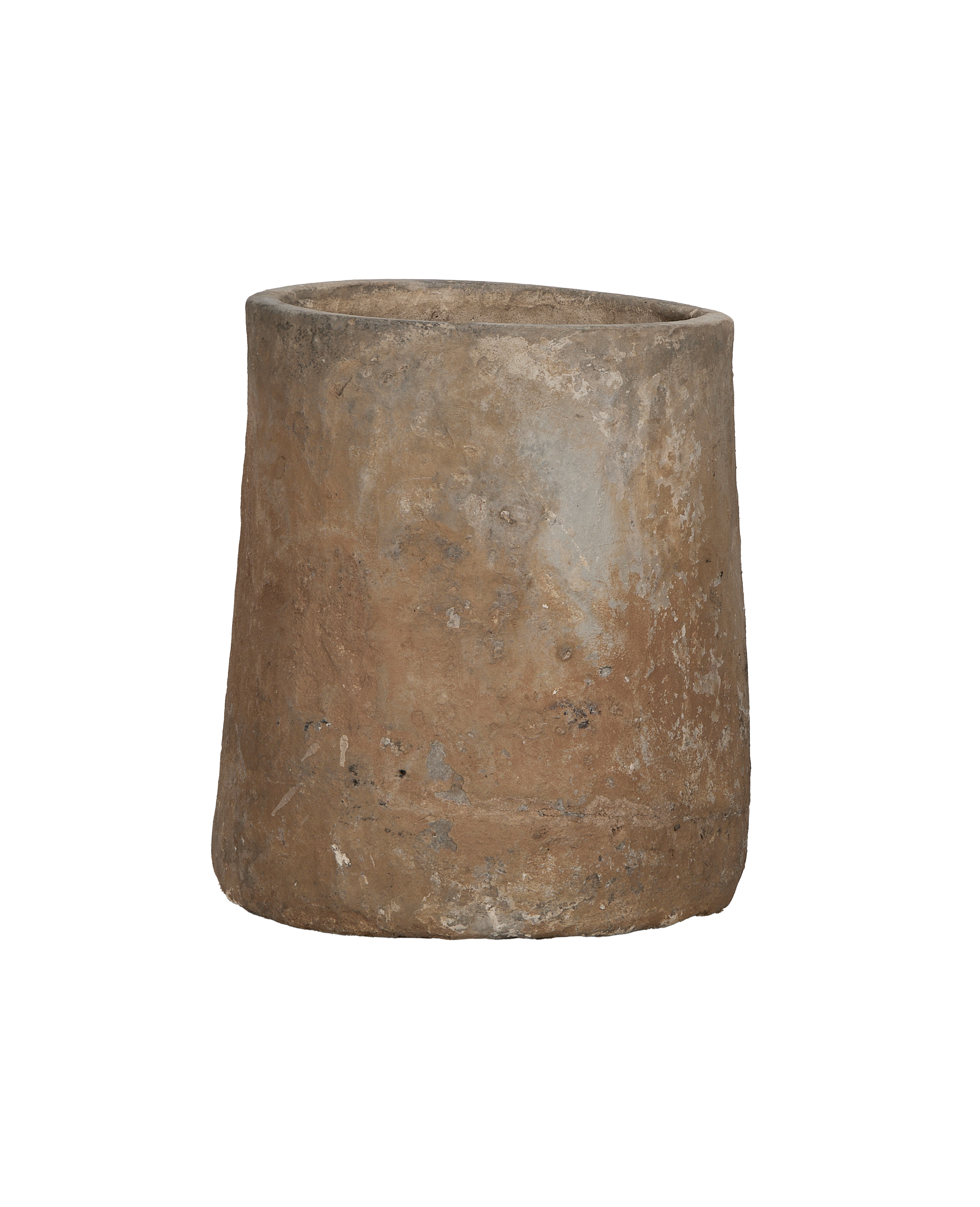Vintage Indonesian round limestone trough, showing weathered texture on side and rim.