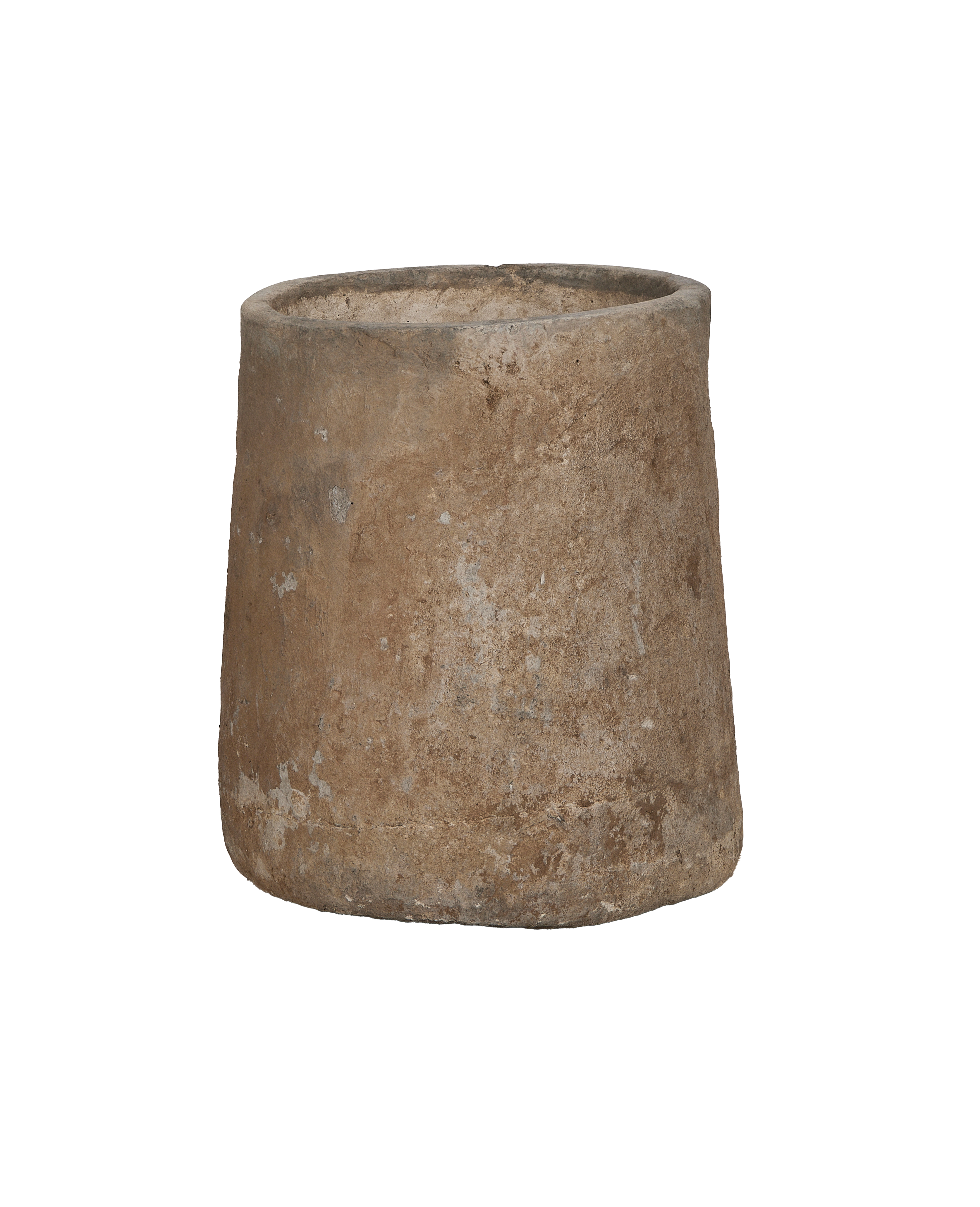 Vintage limestone trough, round, OAK style from Indonesia, with weathered texture.