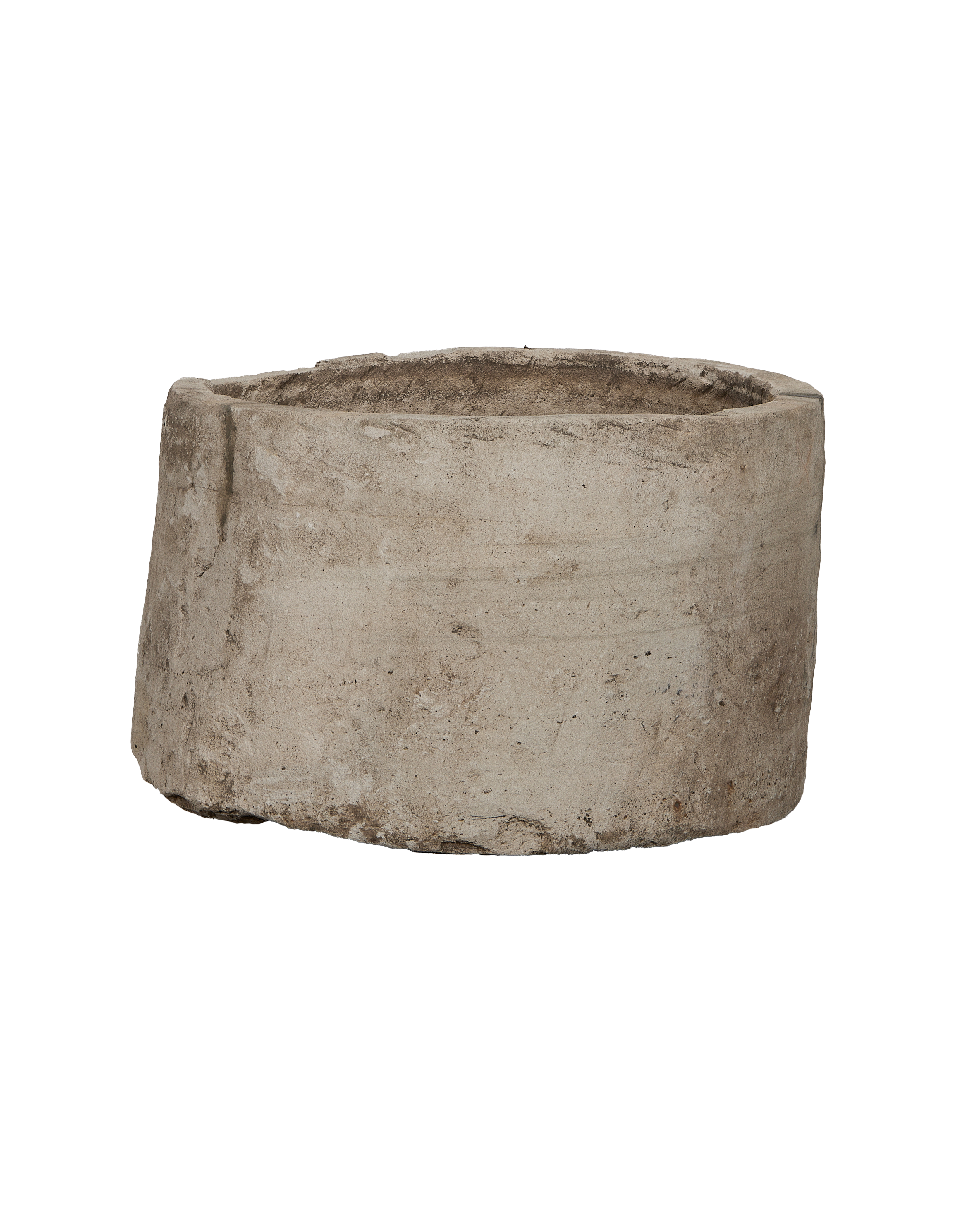 Vintage Indonesian limestone round trough, showcasing weathered texture and unique organic shape.