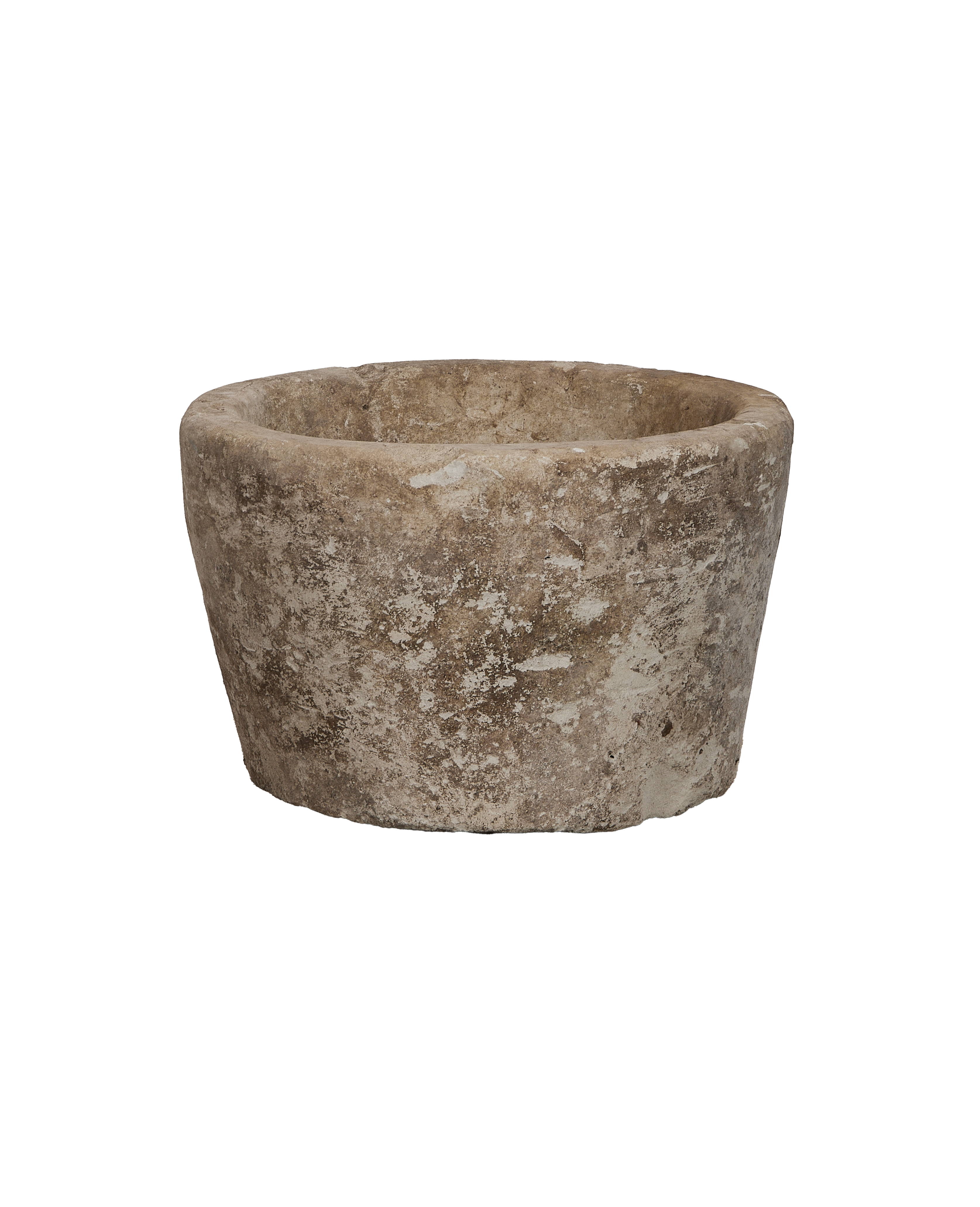 Vintage round limestone trough, rich textured surface, from Indonesia.